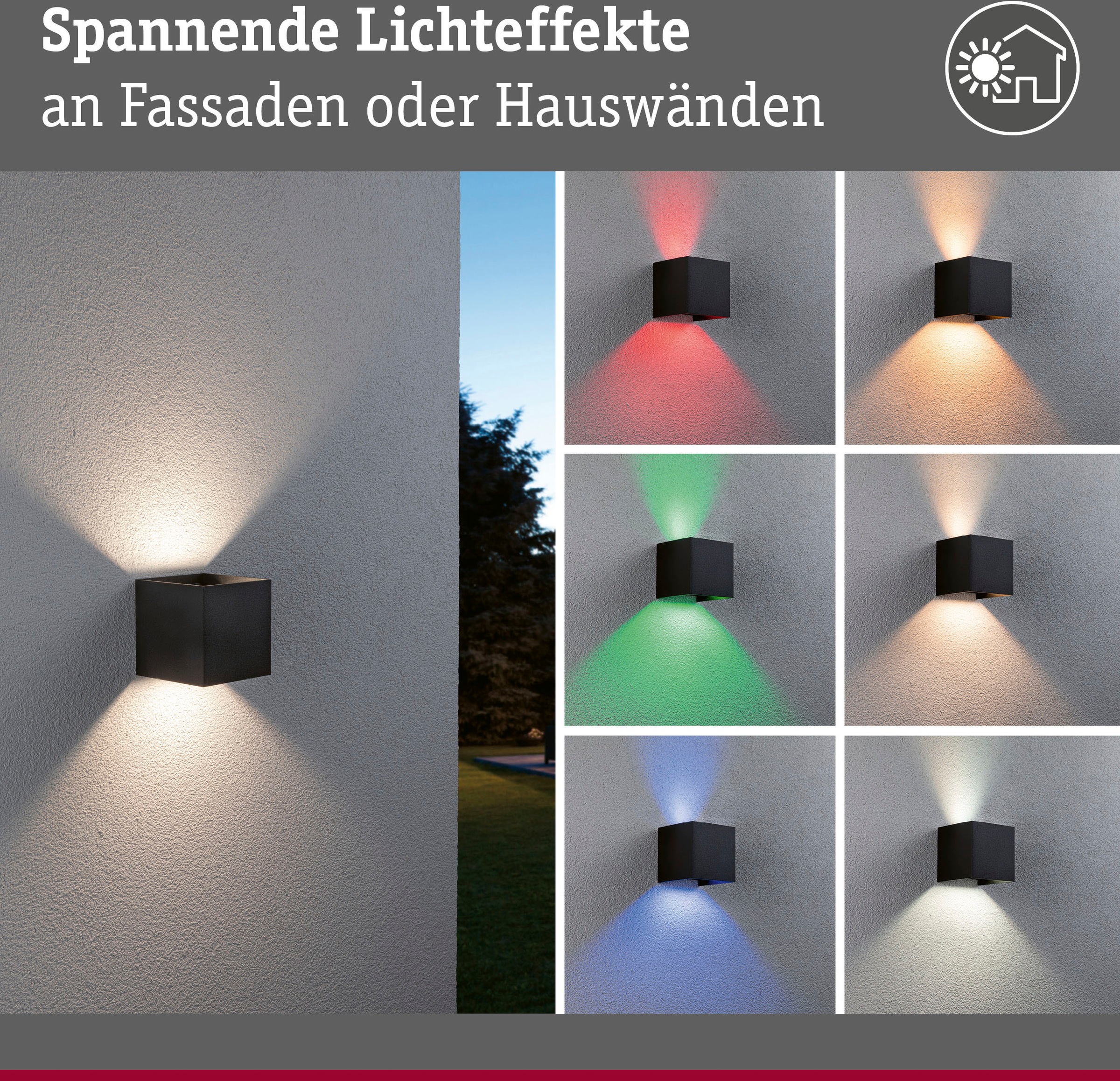 Paulmann LED Außen-Wandleuchte »Outdoor 230V Cybo RGBW Zigbee 2000-6500K anthrazit«, 2 flammig, Zigbee RGBW