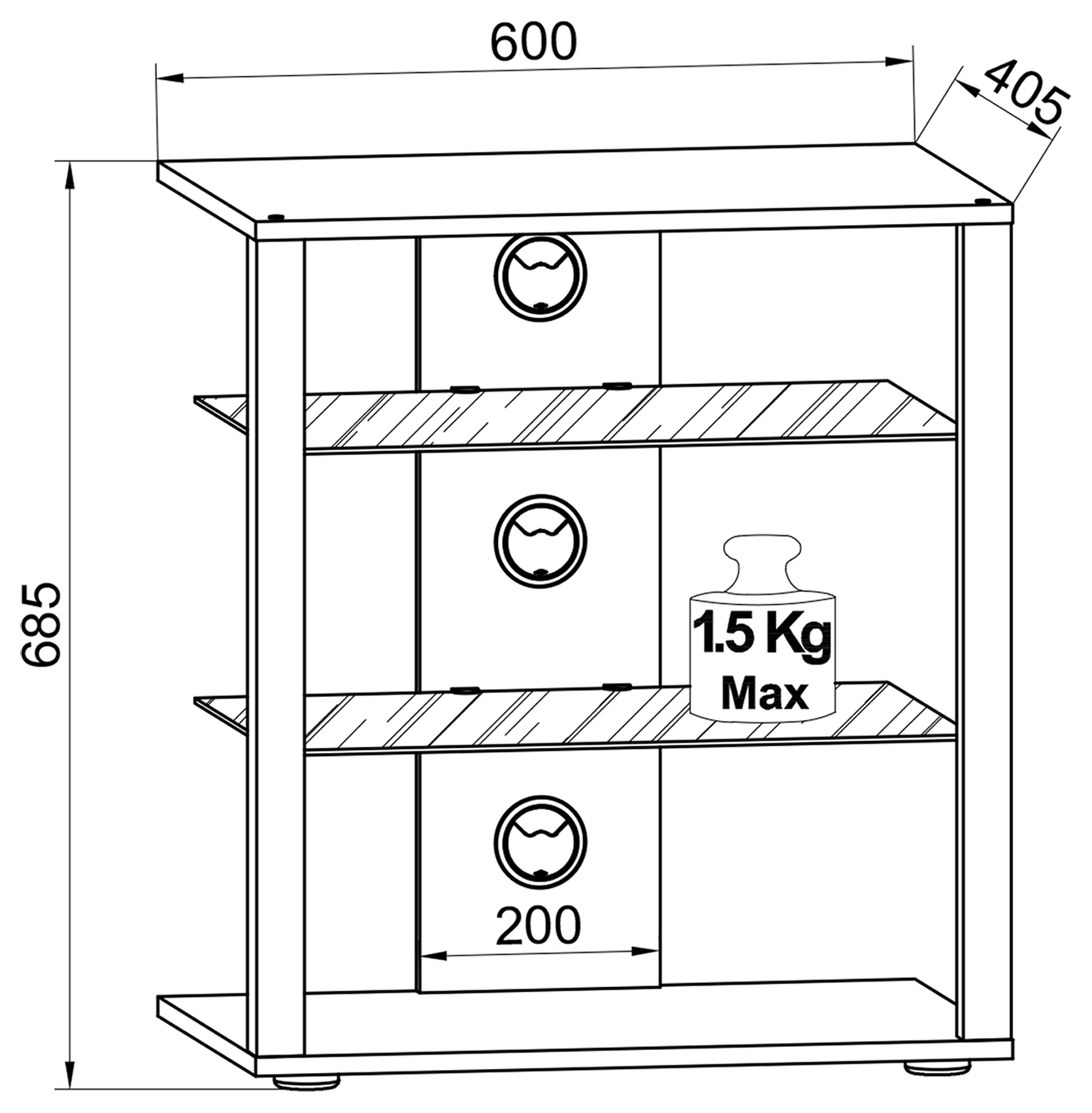 VCM Wohnzimmertisch »Hifi Möbel Rack Glas Phono Mediaregal Folas Rollen«