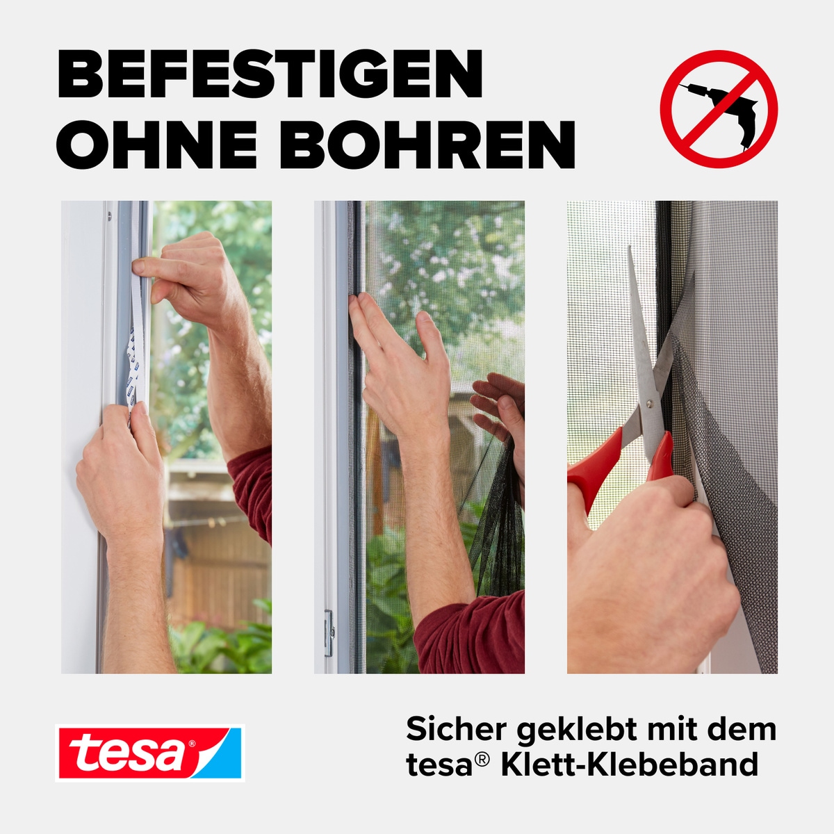 tesa Insektenschutz-Tür »Insect Stop Comfort Fliegengitter für Türen - 1,2 m : 2,2 m«, Balkon Türvorhang - Insektenschutz ohne Bohren