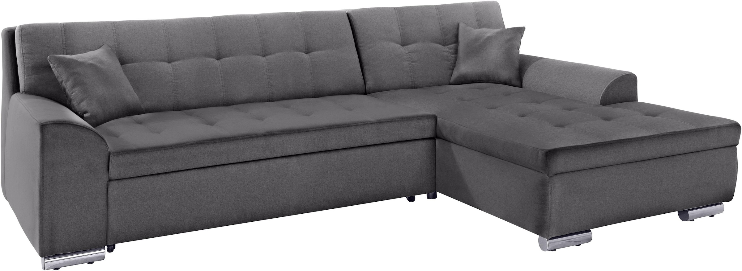 DOMO collection Ecksofa »Aversa, moderne Steppung im Sitz und Rücken, geschwungene Armlehnen,« L-Form, wahlweise mit Bettfunktion