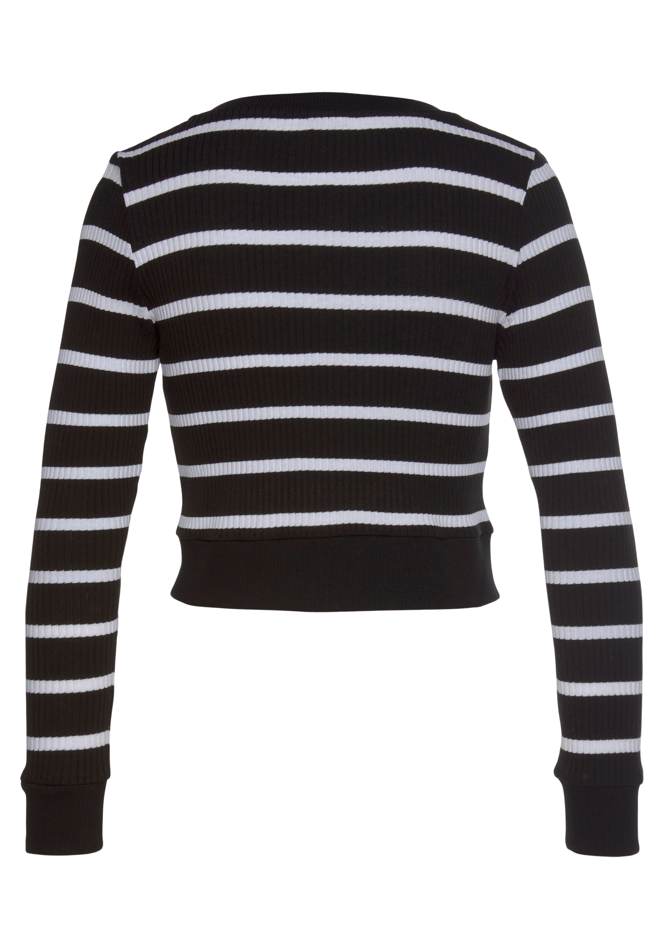 LASCANA Shirtjacke, aus weicher Rippware mit Streifenmuster, Strickjacke aus Baumwolle