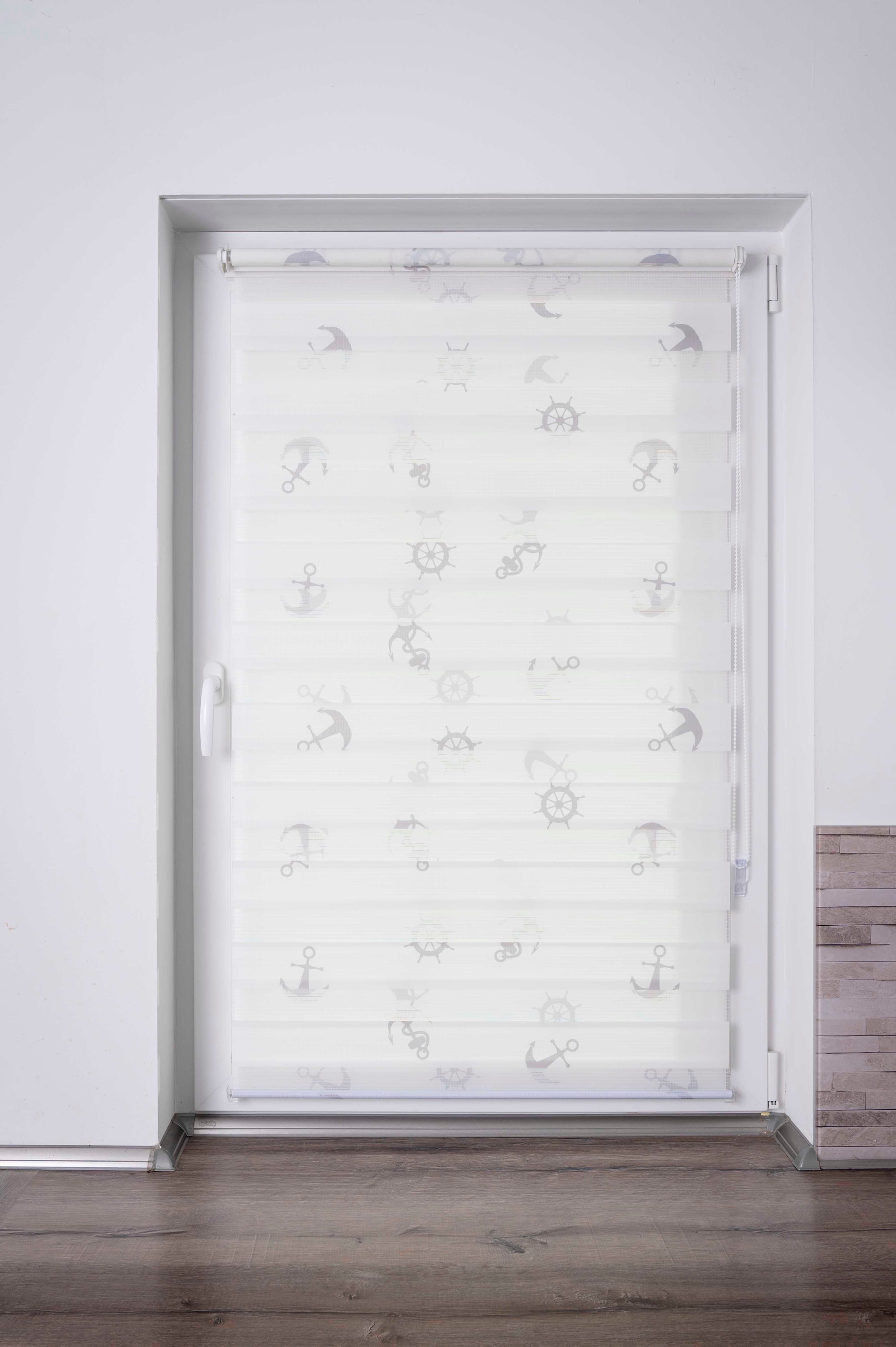 K-HOME Doppelrollo »MARITIM bedruckt« Lichtschutz Sichtschutz ohne Bohren freihängend Klemmfix, bedruckt