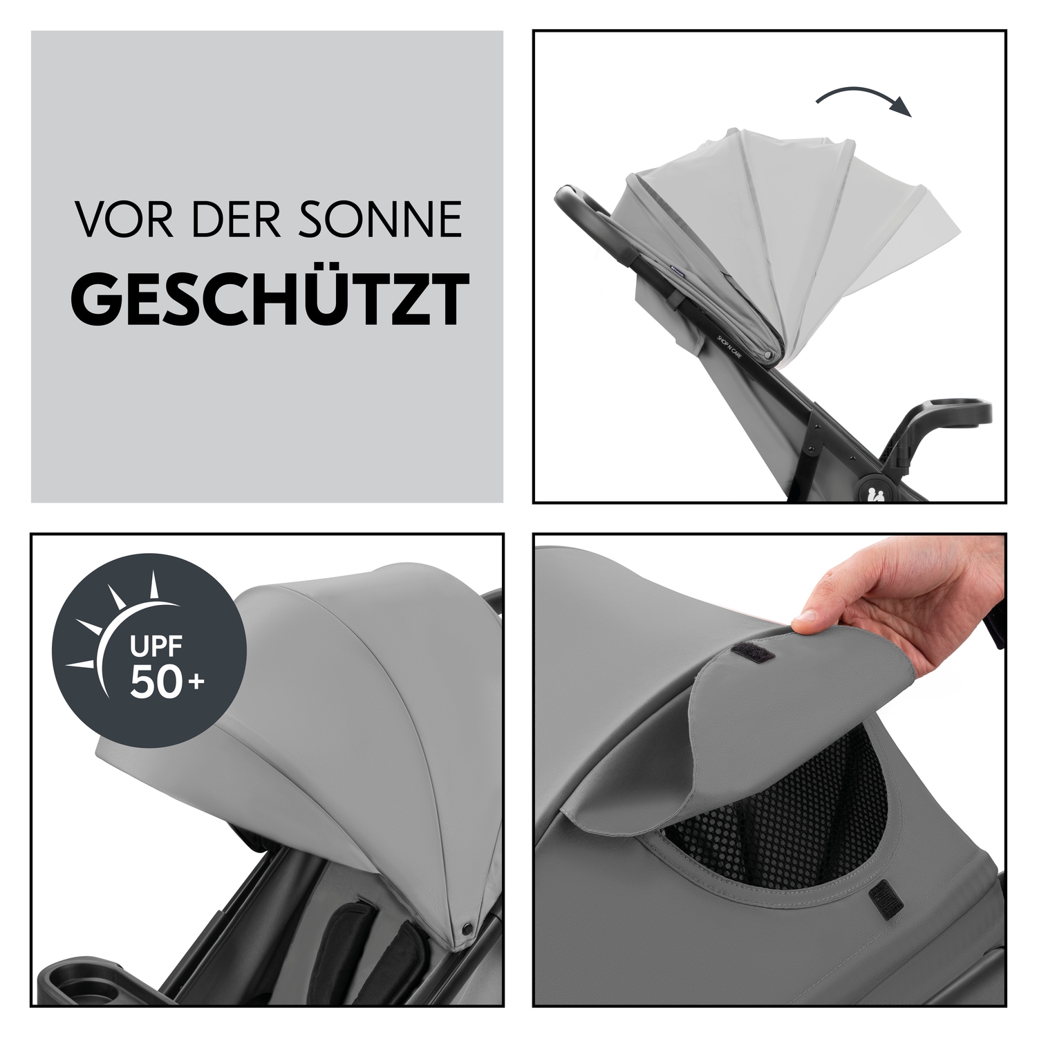 Hauck Kinder-Buggy »Shop N Care, Grey«, 22 kg, bis 22 kg belastbar; kompatibel mit Babyschale