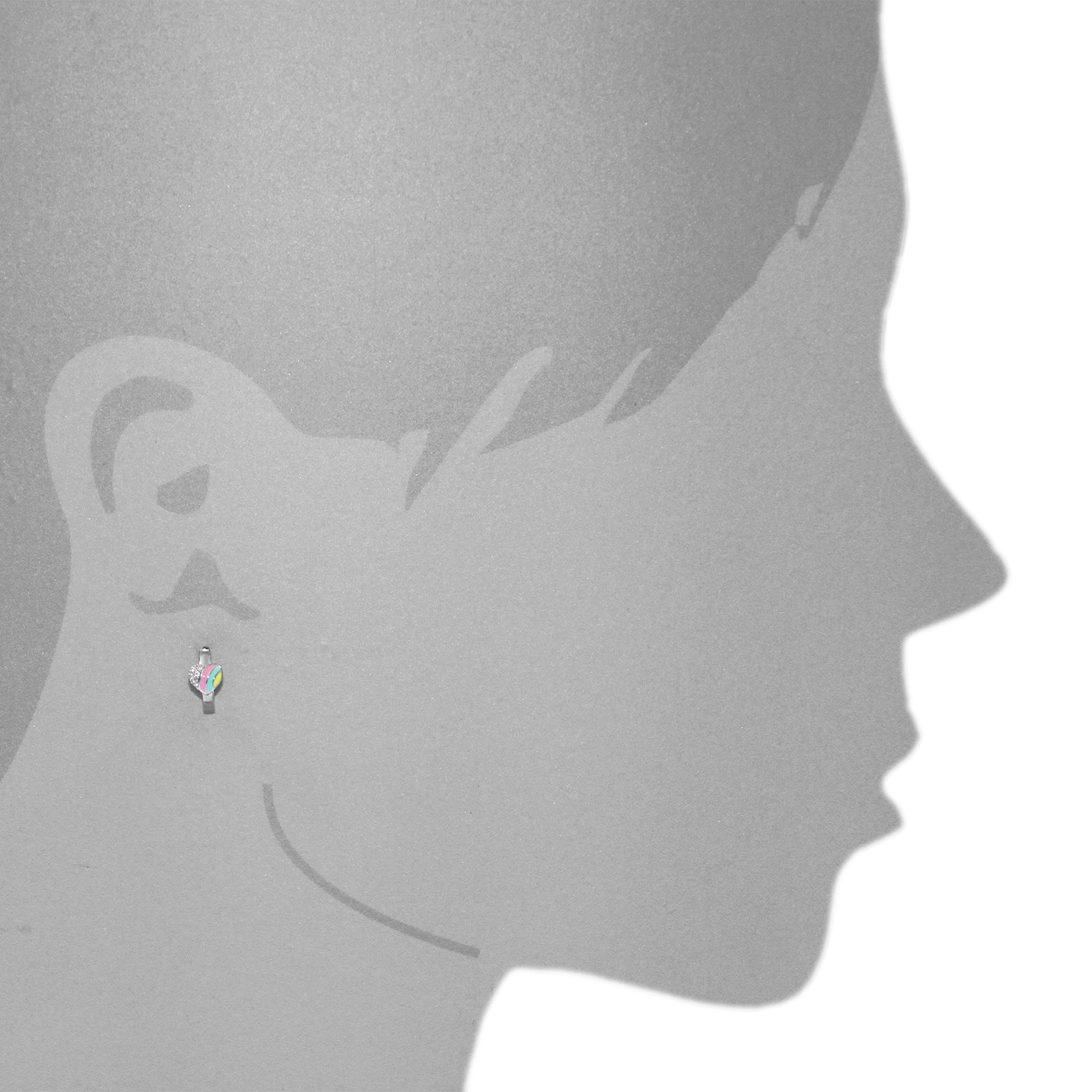 OSTSEE-SCHMUCK Klappcreolen »- buntes Herz 6 mm - Silber 925/000 - Zirkonia«