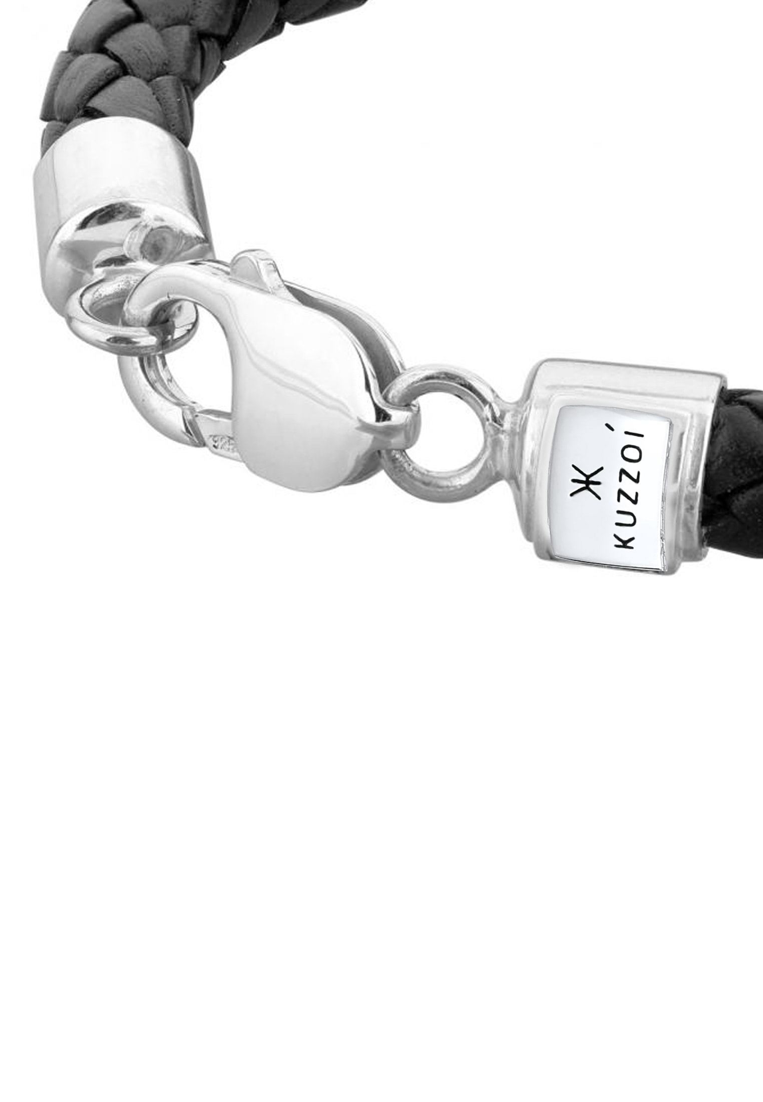 Kuzzoi Lederarmband »Armband Herren Echtleder Geflochten Karabiner 925 Silber«