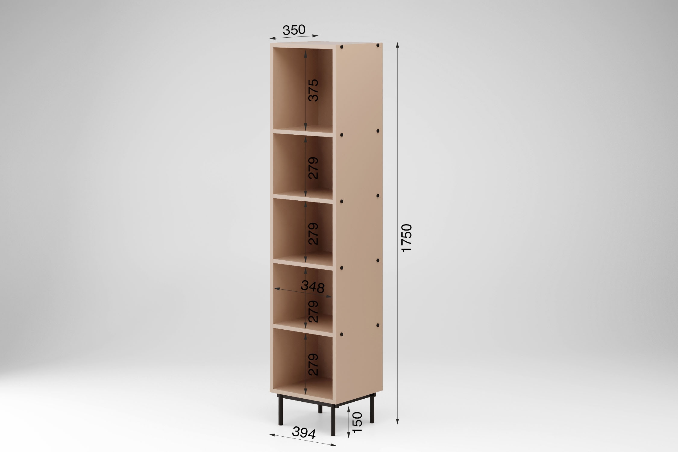 Home affaire Standregal »Arrocco: Schlankes Regal in 2 Farben mit Metallelementen, stilvoll« B/T/H: 39,4/35/175cm, 5 offene Fächer, viel Platz, Made in Poland