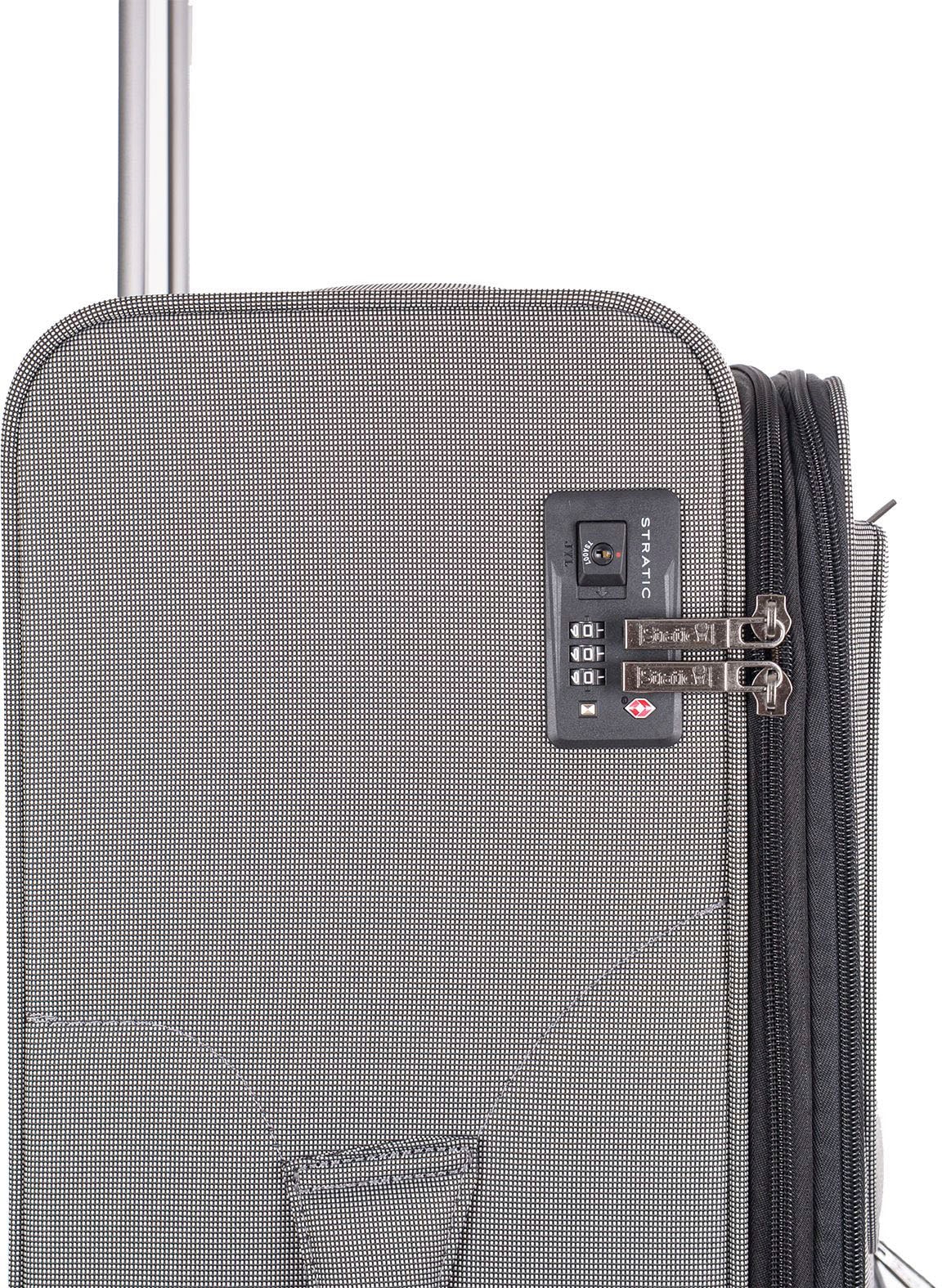 Stratic Weichgepäck-Trolley »Bendigo Light + L, silver«, 4 Rollen, Reisekoffer großer Koffer Aufgabegepäck TSA-Zahlenschloss