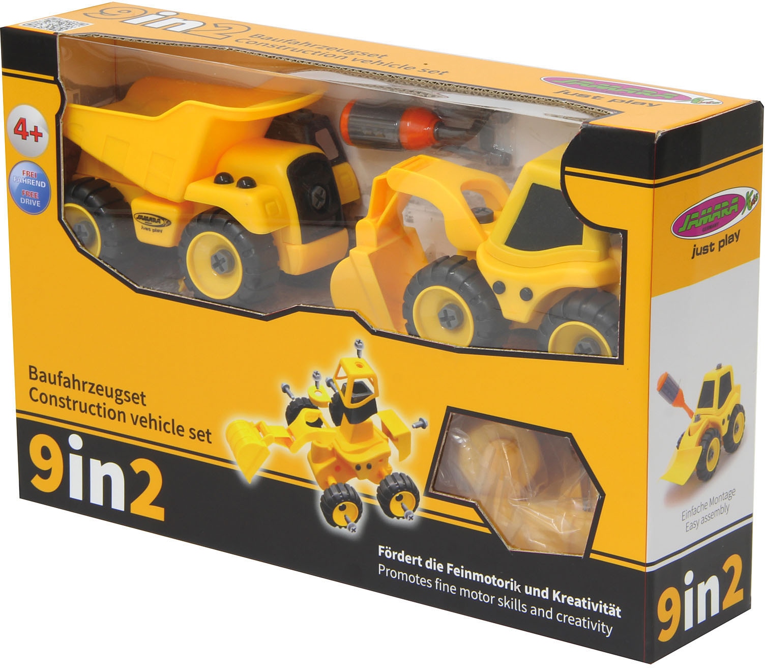 Jamara Spielzeug-Traktor »Baufahrzeuge 9 in 1«, (Set, 46 tlg.)