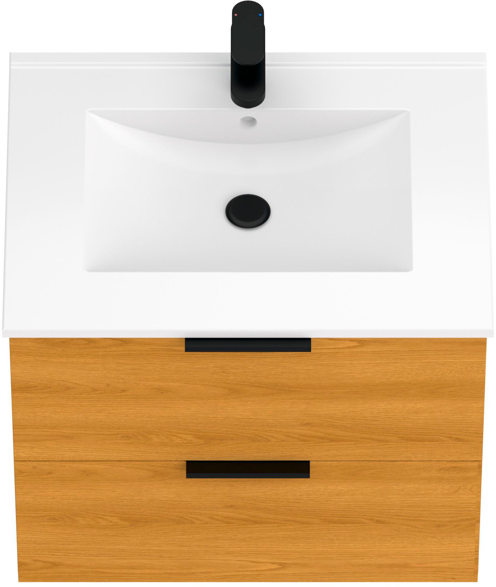welltime Waschtisch »Athen Badezimmerschrank mit Softclose Funktion WC Bad 60 cm«, Waschplatz mit 2 Schubladen und Waschbecken Badmöbel Unterschrank