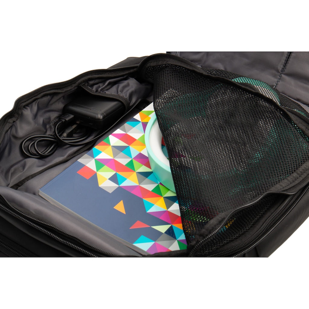 Hyrican Gaming- Laptoprucksack »Striker Game Bag CAMPER NOZ01496«  App gesteuertes RBG-LED Display, gepolstert, wasserabweisend, mit Thermofach, Für Notebooks bis 17,3 Zoll und Tablets bis 12 Zoll, Geheimfach, USB-Handy-Ladefunktion