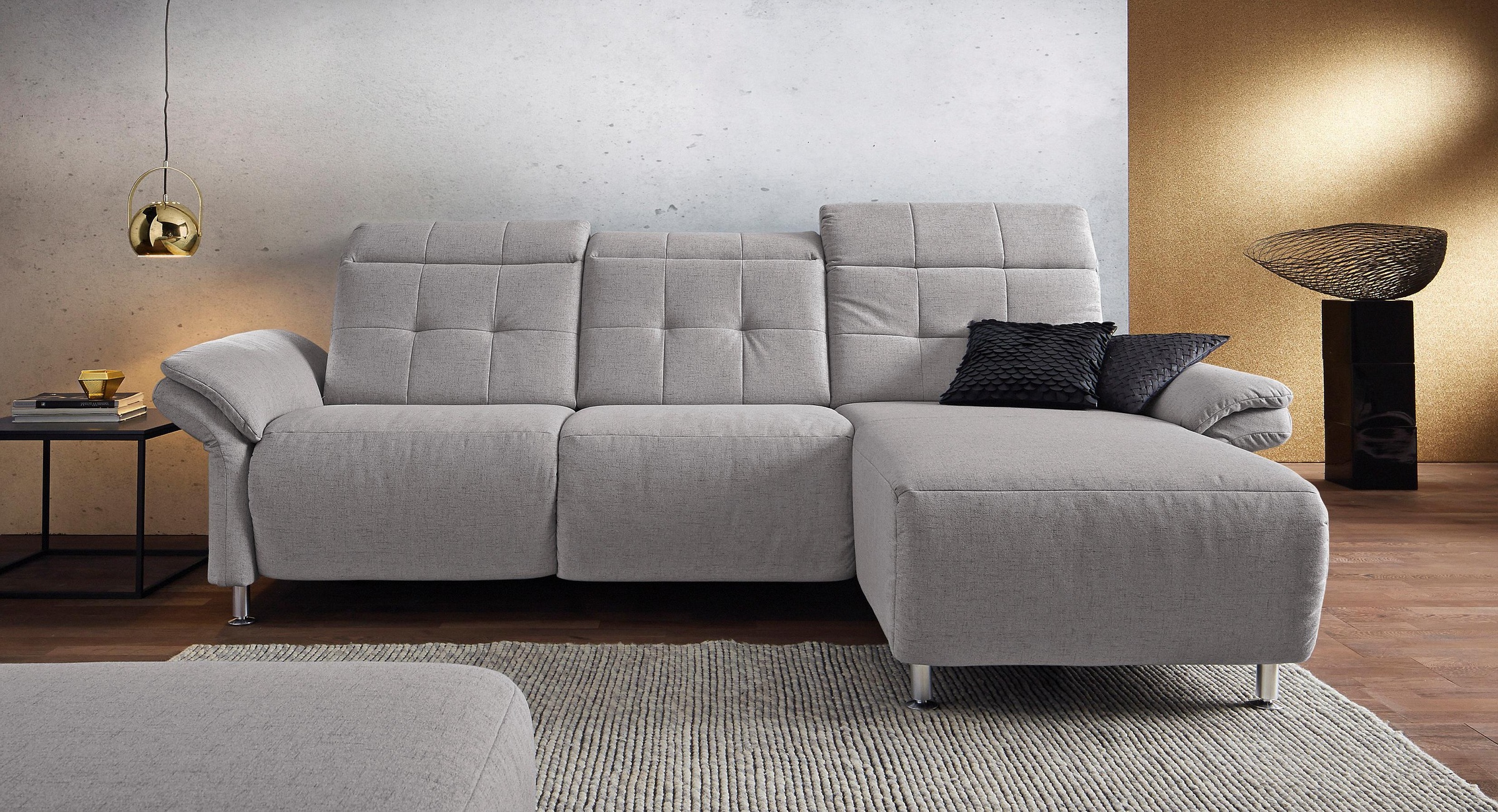 Places of Style Ecksofa »Manhattan L-Form«, 2 Sitze mit elektrischer Relaxfunktion, verstellbare Armlehnen