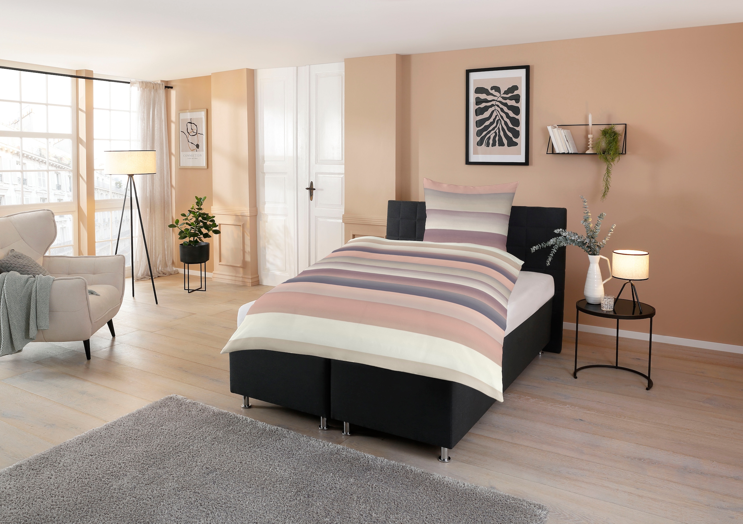 CASATEX Bettwäsche »Levio«, breite Streifen, Aquarellfarben, stilvolles Desigen