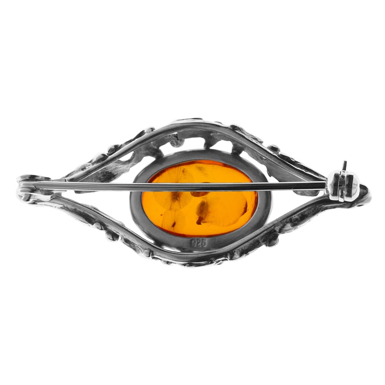 OSTSEE-SCHMUCK Brosche »- Fischland 43x18 mm - Silber 925/000 - Bernstein«