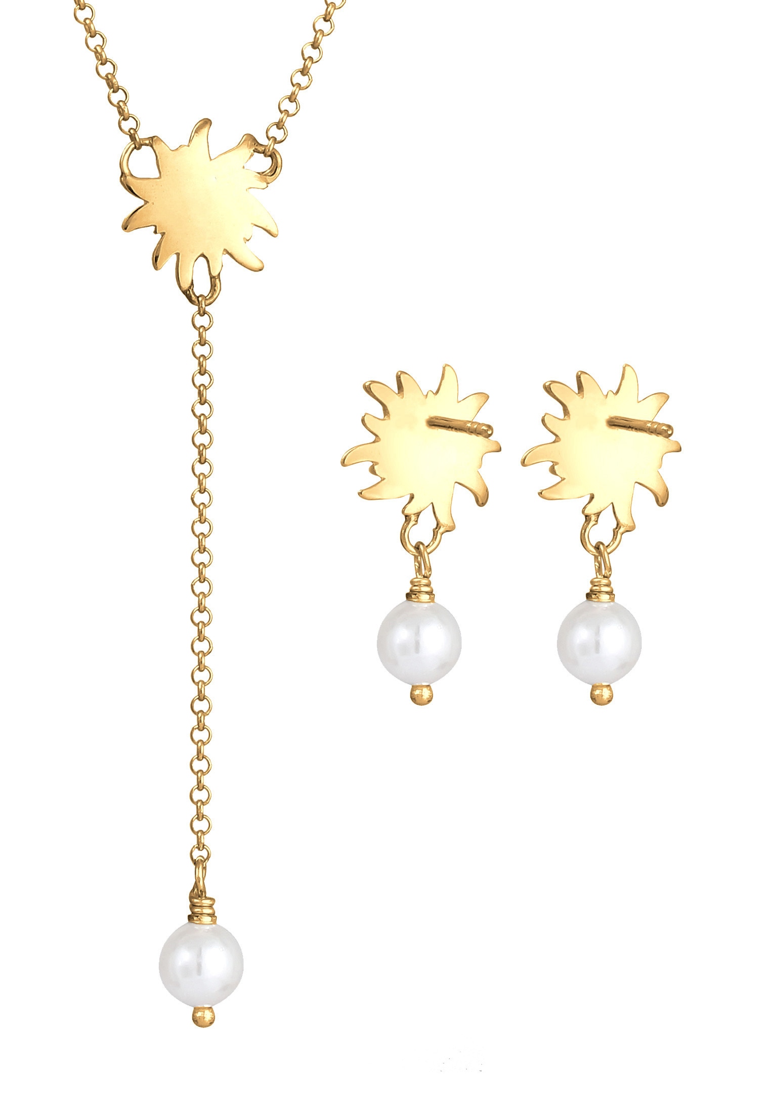 Elli Ohrring und Ketten Set »Schmuckset Elli Schmuckset Tracht Edelweiss Perle  Set 925 Silber« ()