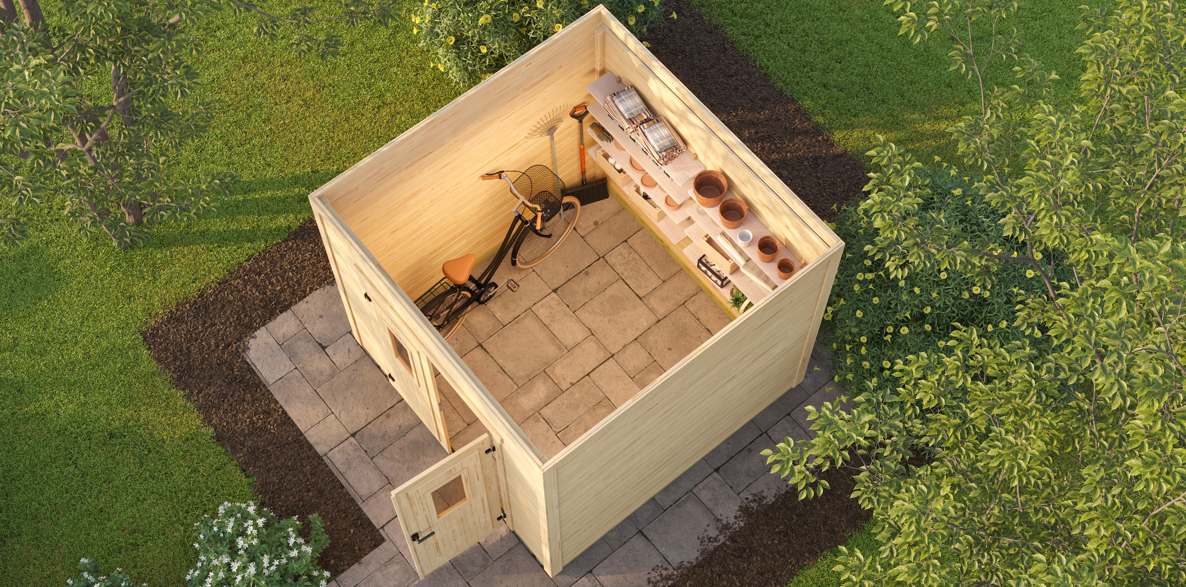 Nordic Holz Gartenhaus »Felix 1,5« kleiner stilvoller Schuppen mit Flachdach