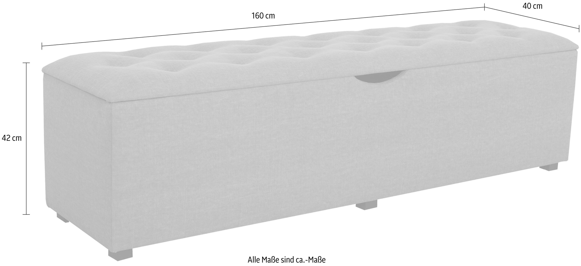 Places of Style Hockerbank »Knobbed«, Hockerbank mit Stauraum, Breite 120 cm und 160 cm