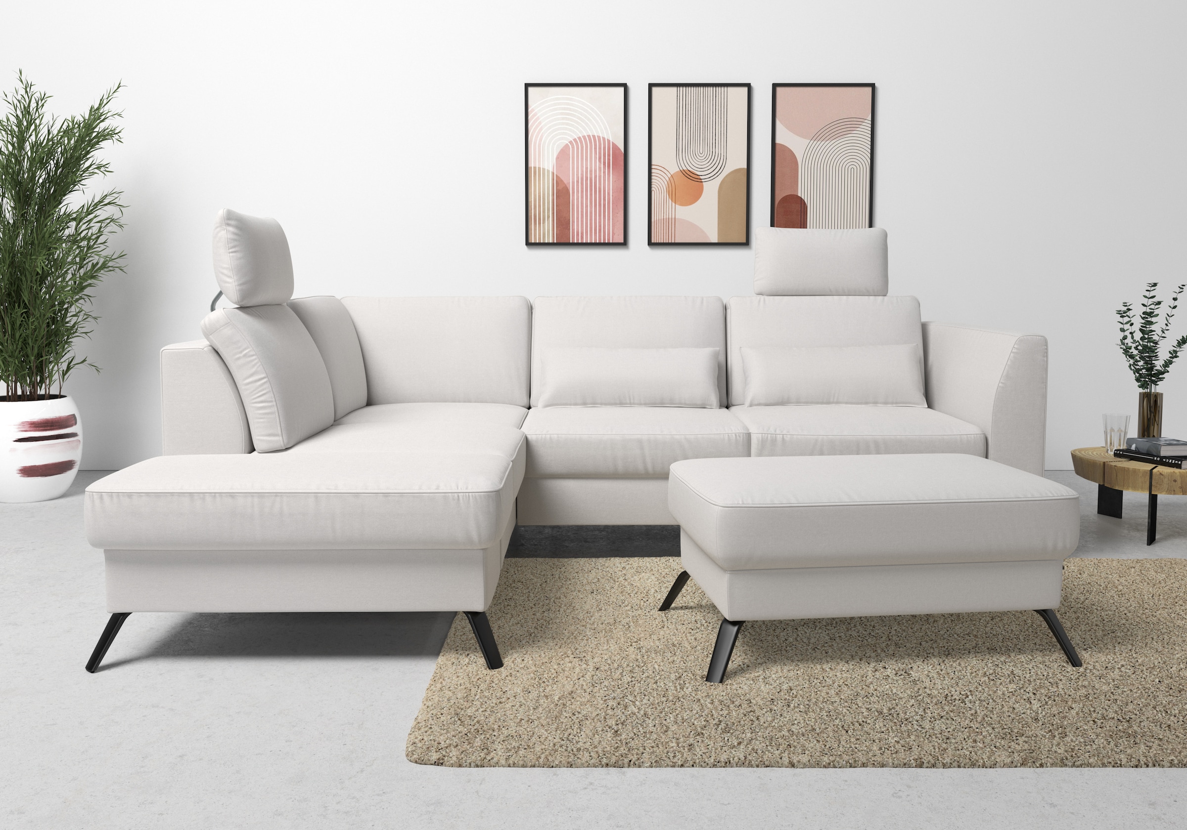 sit&more Ecksofa »Olsen L-Form«, inklusive Sitztiefenverstellung, wahlweise mit Bettfunktion, 15cm hoch