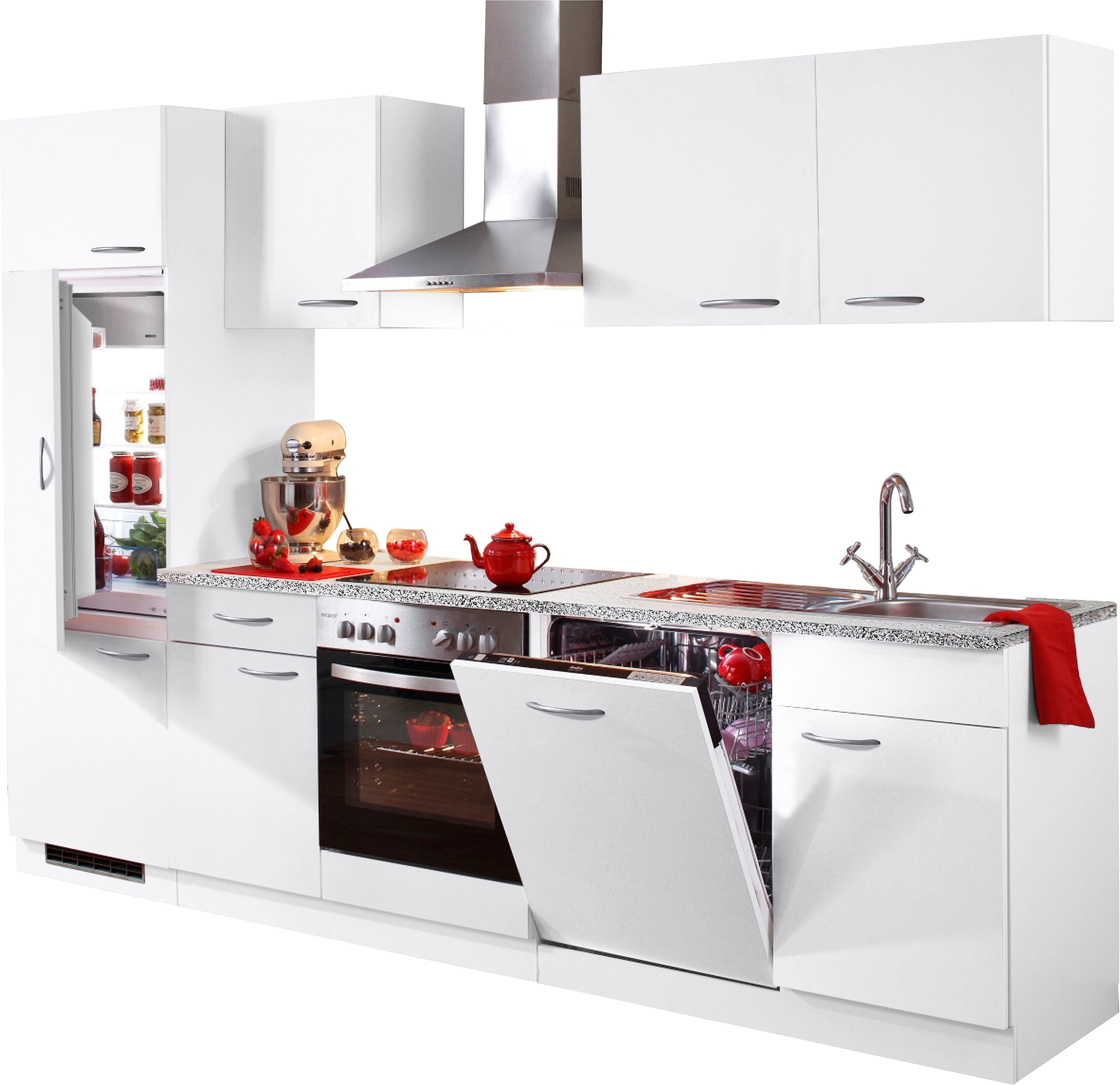 Geschirrspüler, Küchenzeile E-Geräten, auf Raten Küchen wiho bestellen Breite »Kiel«, cm 280 mit inkl.