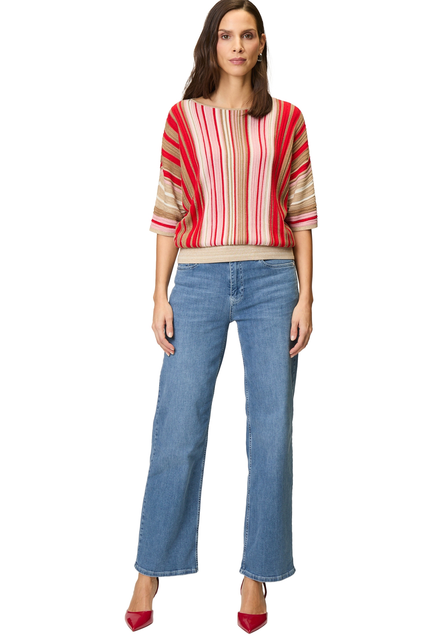 Zero Rundhalspullover »Oversized-Pullover gestreift«