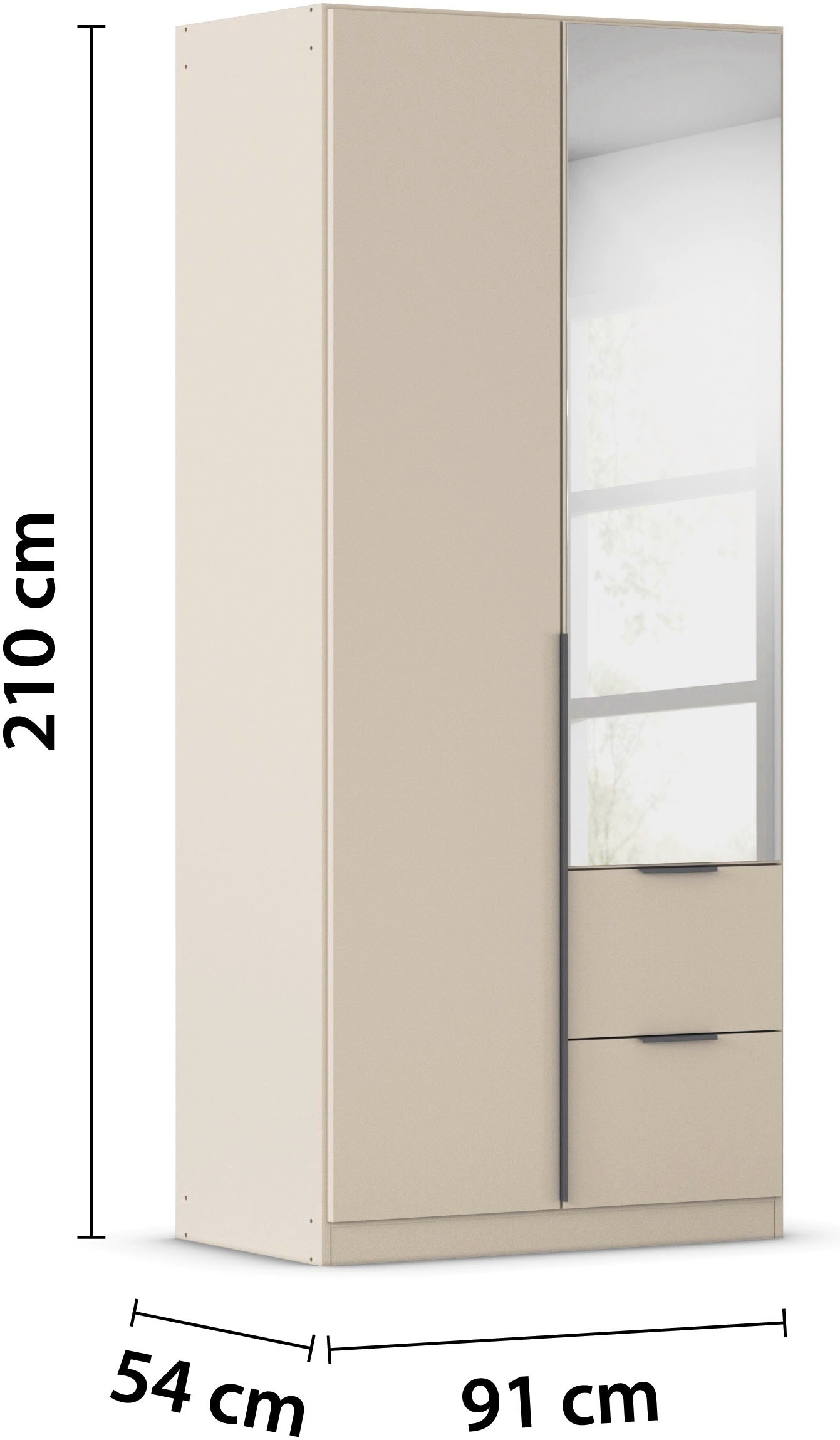 OTTO home Drehtürenschrank »Kleiderschrank Schrank Garderobe AGORDO mit Dekor- oder Hochglanzfront« in zwei Griff-Farben, Breiten 91-360 cm,  mit Außenschubkästen, in 7 Breiten und 2 Höhen MADE IN GERMANY