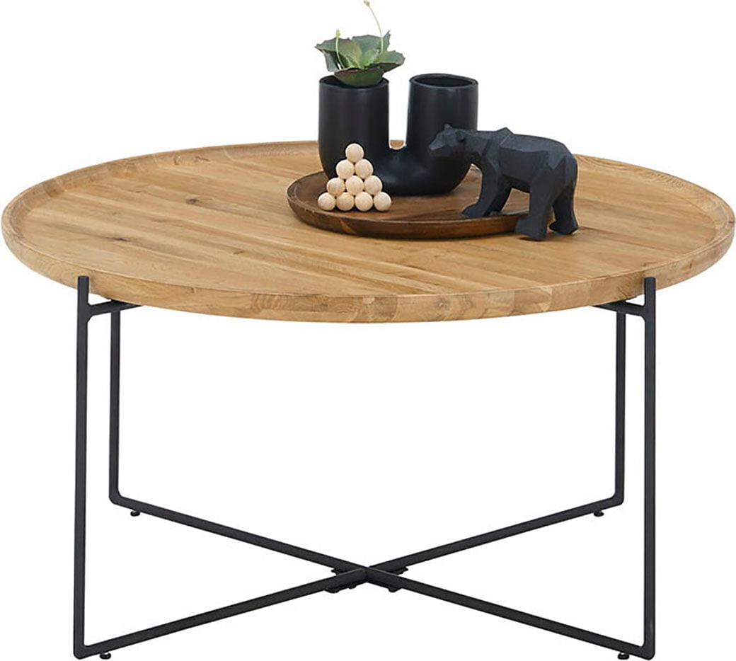 MCA furniture Couchtisch »TREVISO Top Eiche massiv 30mm«, Eiche massiv natur, Metall schwarz matt, Belastbarkeit 30 kg