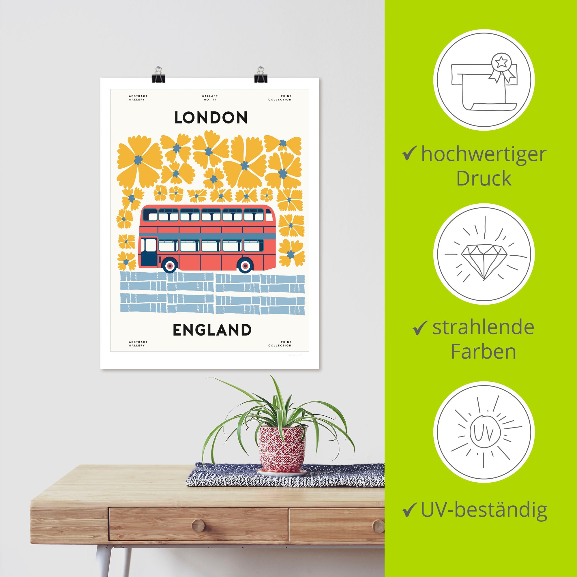Artland Wandbild »Groovy European« London 1 Stk. tlg. als Alubild, Leinwandbild, Poster, Wandaufkleber in verschied. Größen