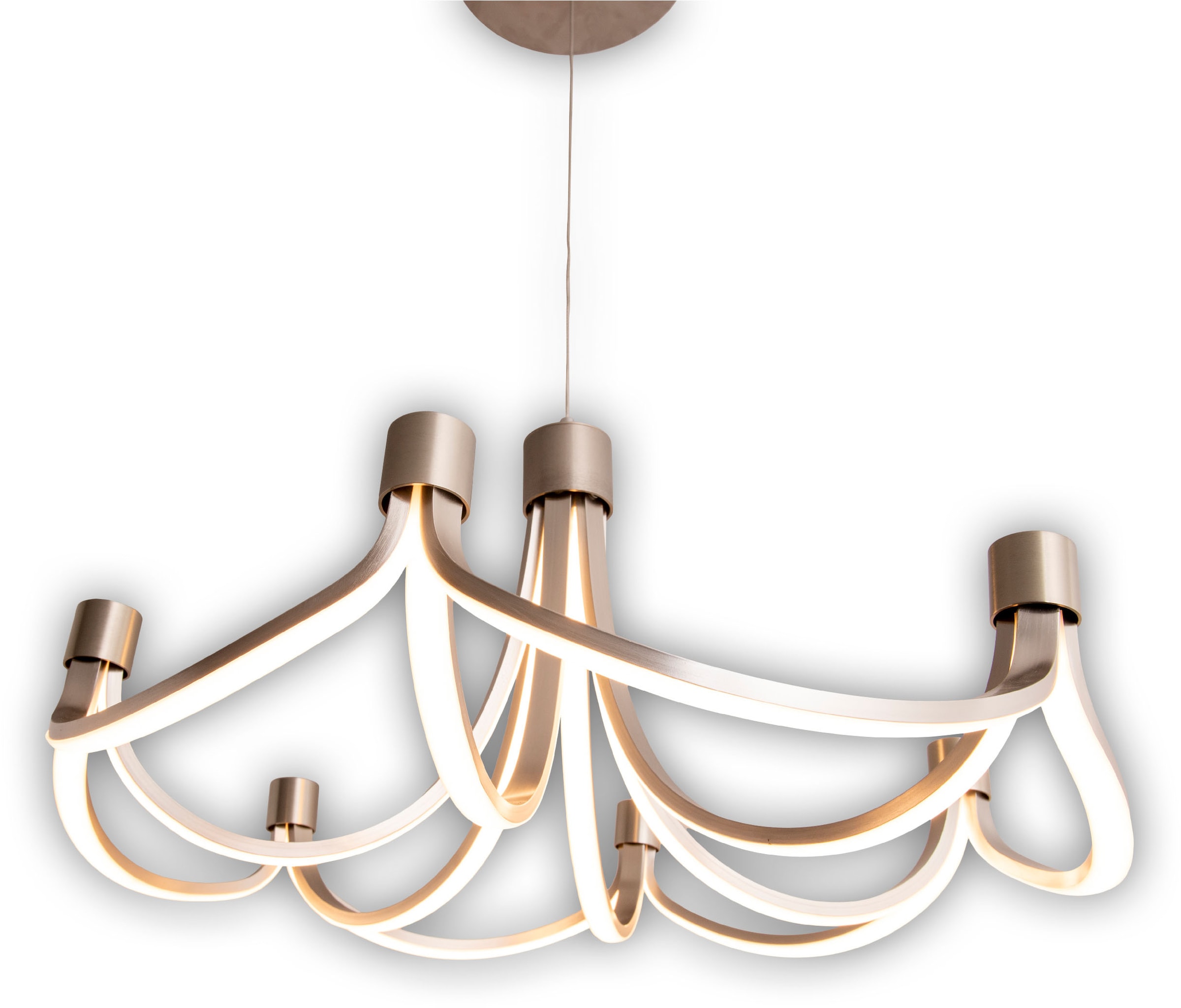 näve LED Pendelleuchte »Festos« LED-Modul 1 Stk. Kronleuchter, stufenweise dimmbar, satiniertes Metall, H: 150cm