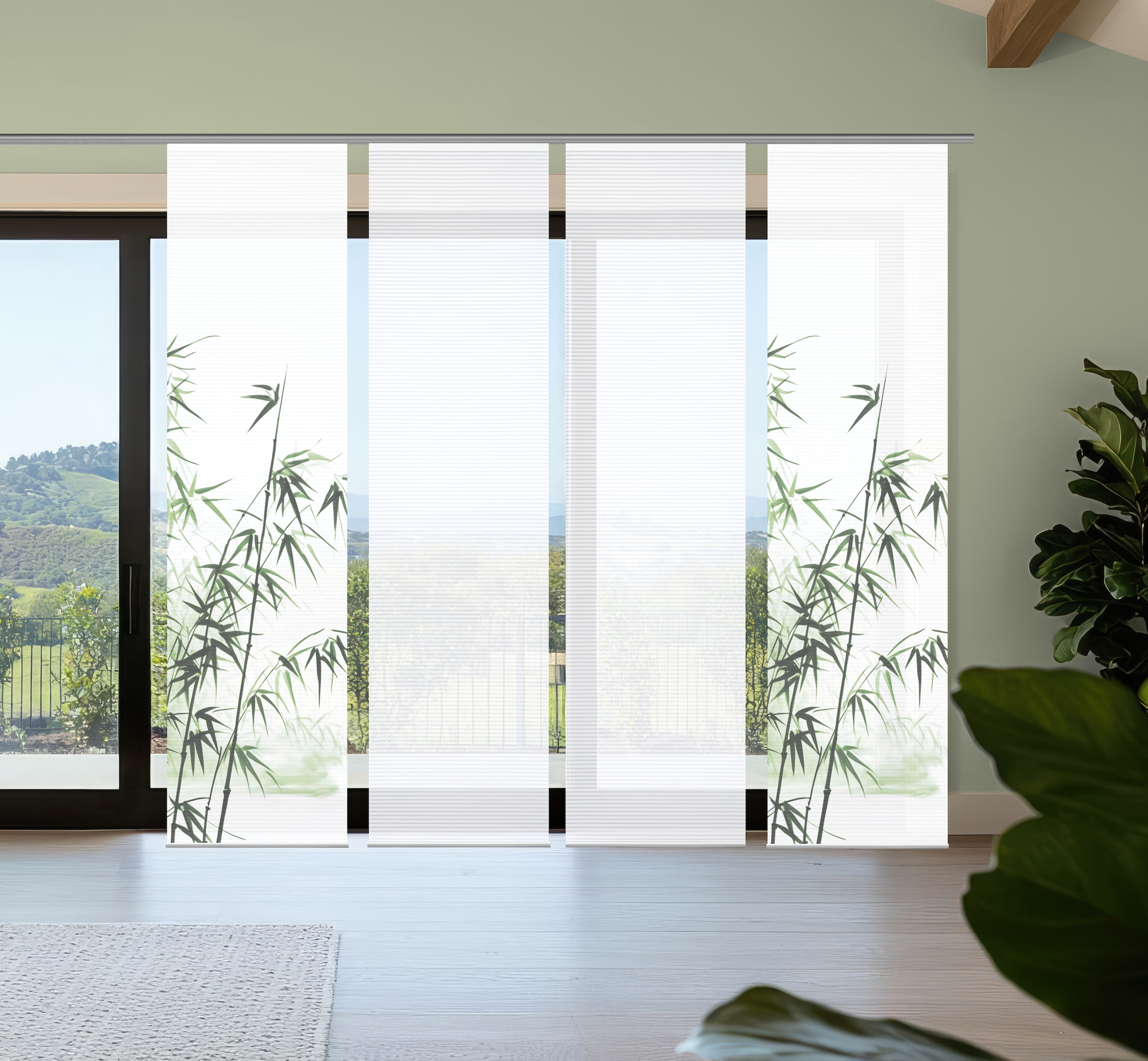 HOME in green Schiebegardine »RUFUS« Paneelwagen 4 Stk. tlg. Bambusoptik, SET, recycelt, Digitaldruck