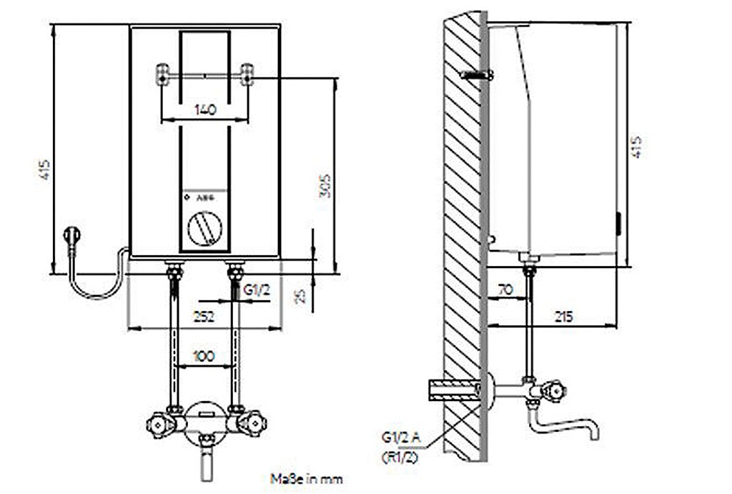 AEG Haustechnik Kleinspeicher »Hoz 5 Basis« Übertischboiler, 5 Liter, Niederdruck, 2 kw, steckerfertig