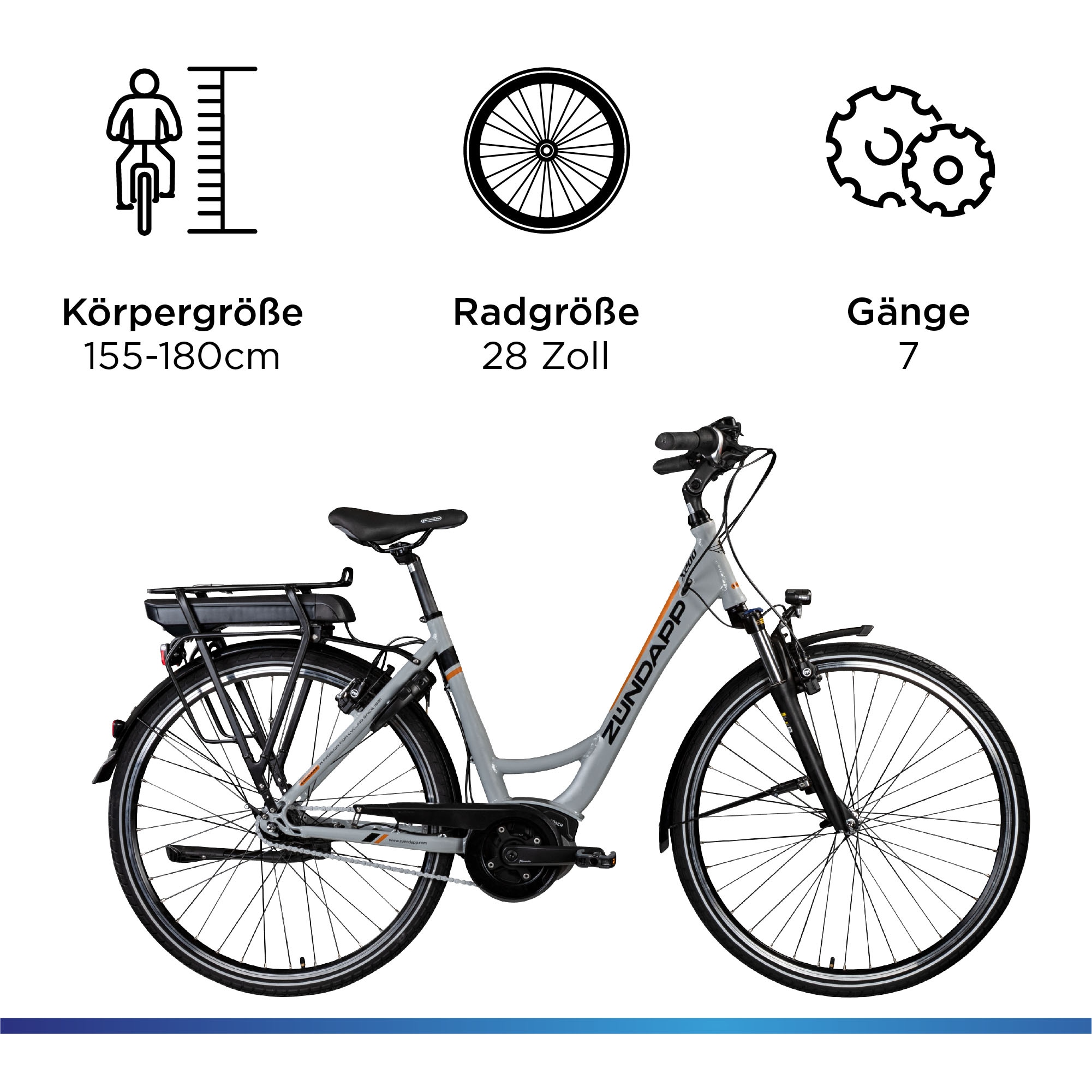 Zündapp E-Bike »X200«, 7 Gang, Shimano, Nexus, Mittelmotor 250 W, Pedelec, Elektrofahrrad für Damen u. Herren