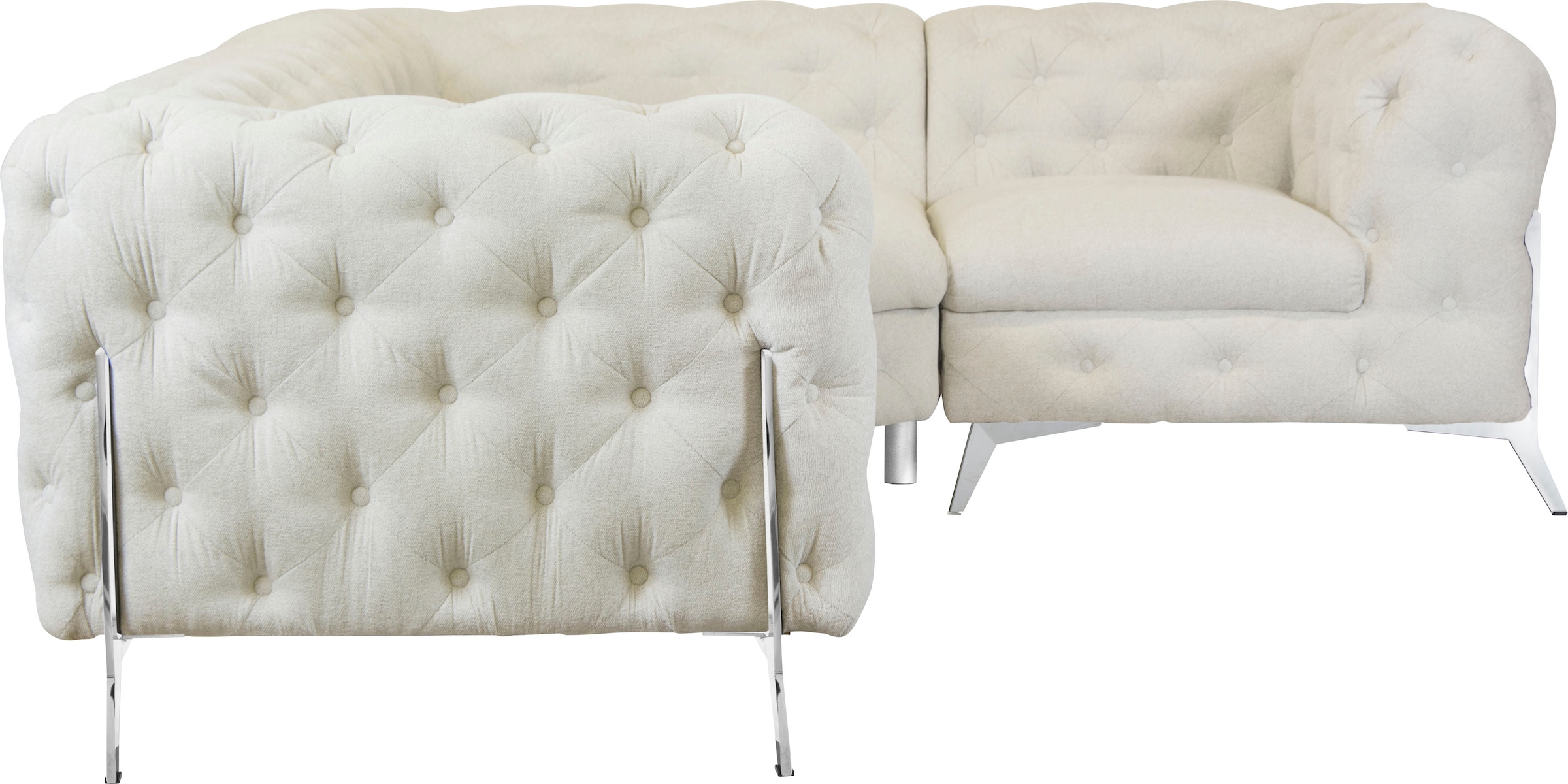 Leonique Chesterfield-Sofa »Amaury L-Form«, moderne Chersterfield-Optik, Breite 262 cm, Fußfarbe wählbar