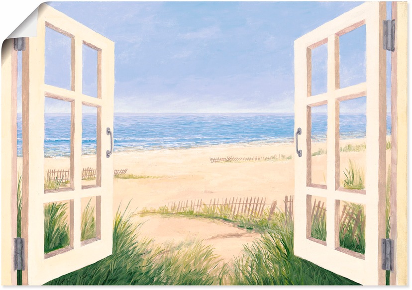 Leinwandbild, St.), Karibik«, Rechnung Palmenstrand Wandbild Poster Alubild, »Fensterblick als kaufen Artland (1 auf Größen Wandaufkleber oder in versch. Amerika,