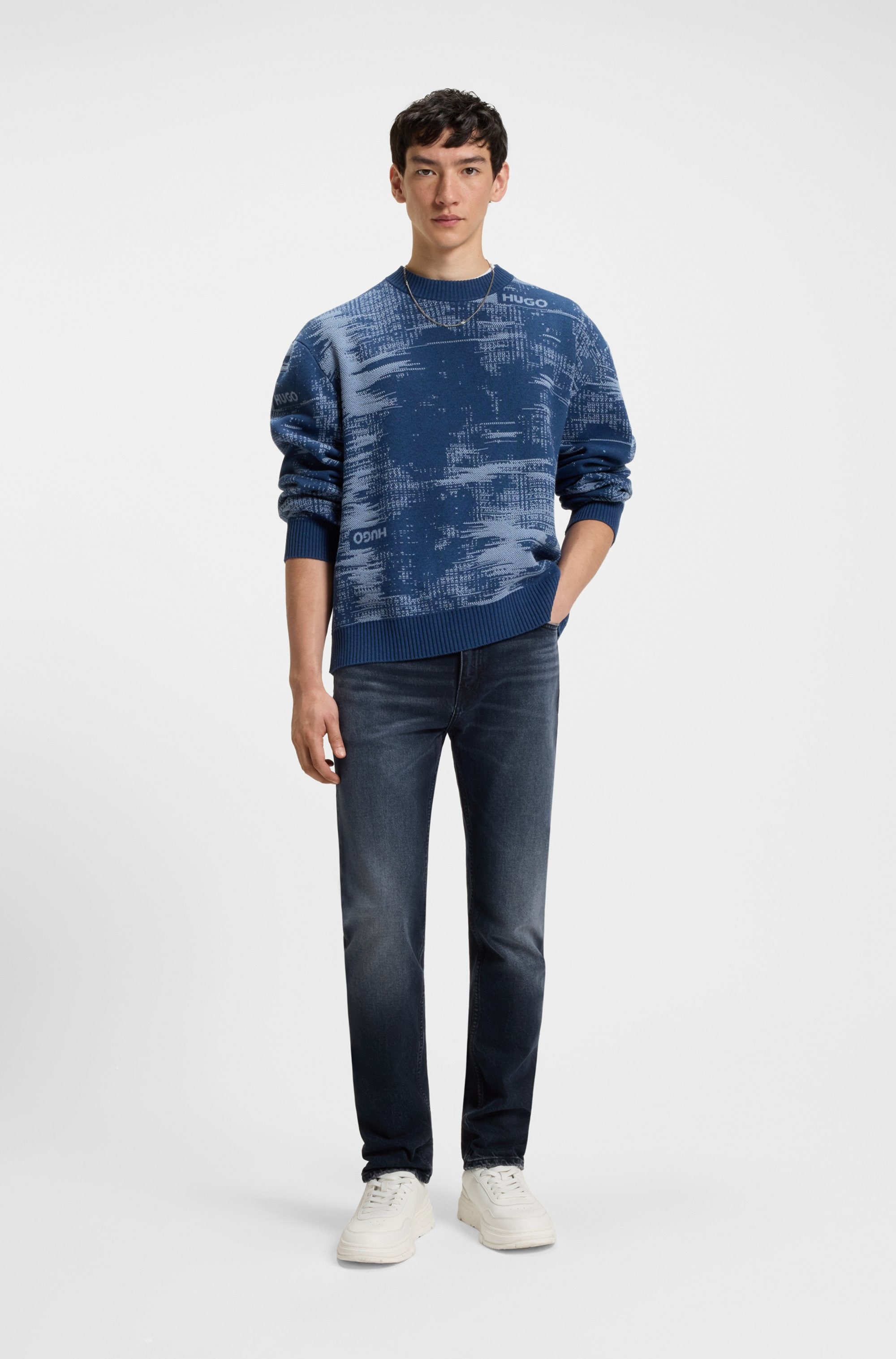 HUGO Blue Slim-fit-Jeans »Ash« mit Stone-washed-Finish