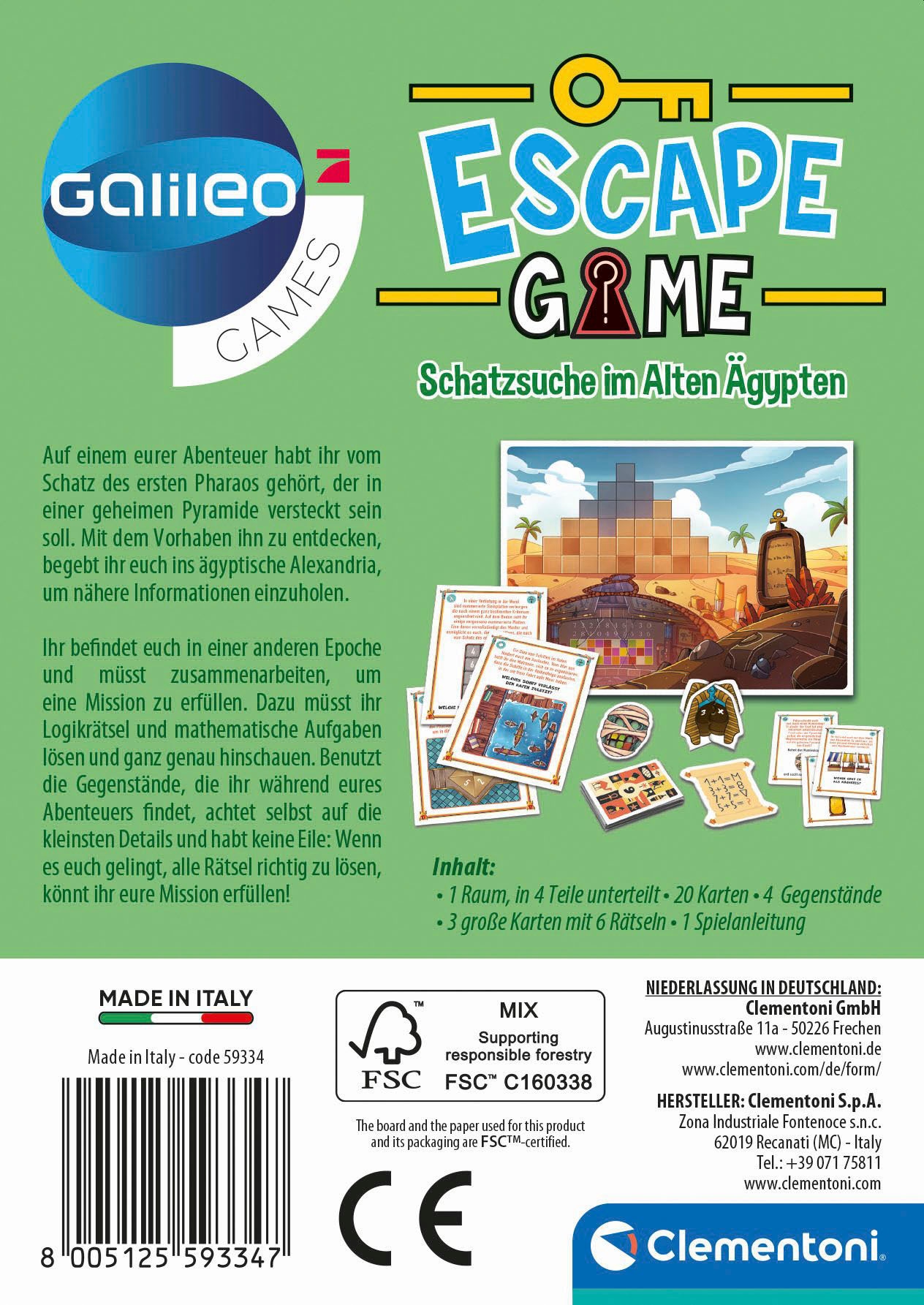 Clementoni® Spiel »Galileo, Escape Game Schatzsuche im Alten Ägypten«, Made in Europe; FSC® - schützt Wald - weltweit