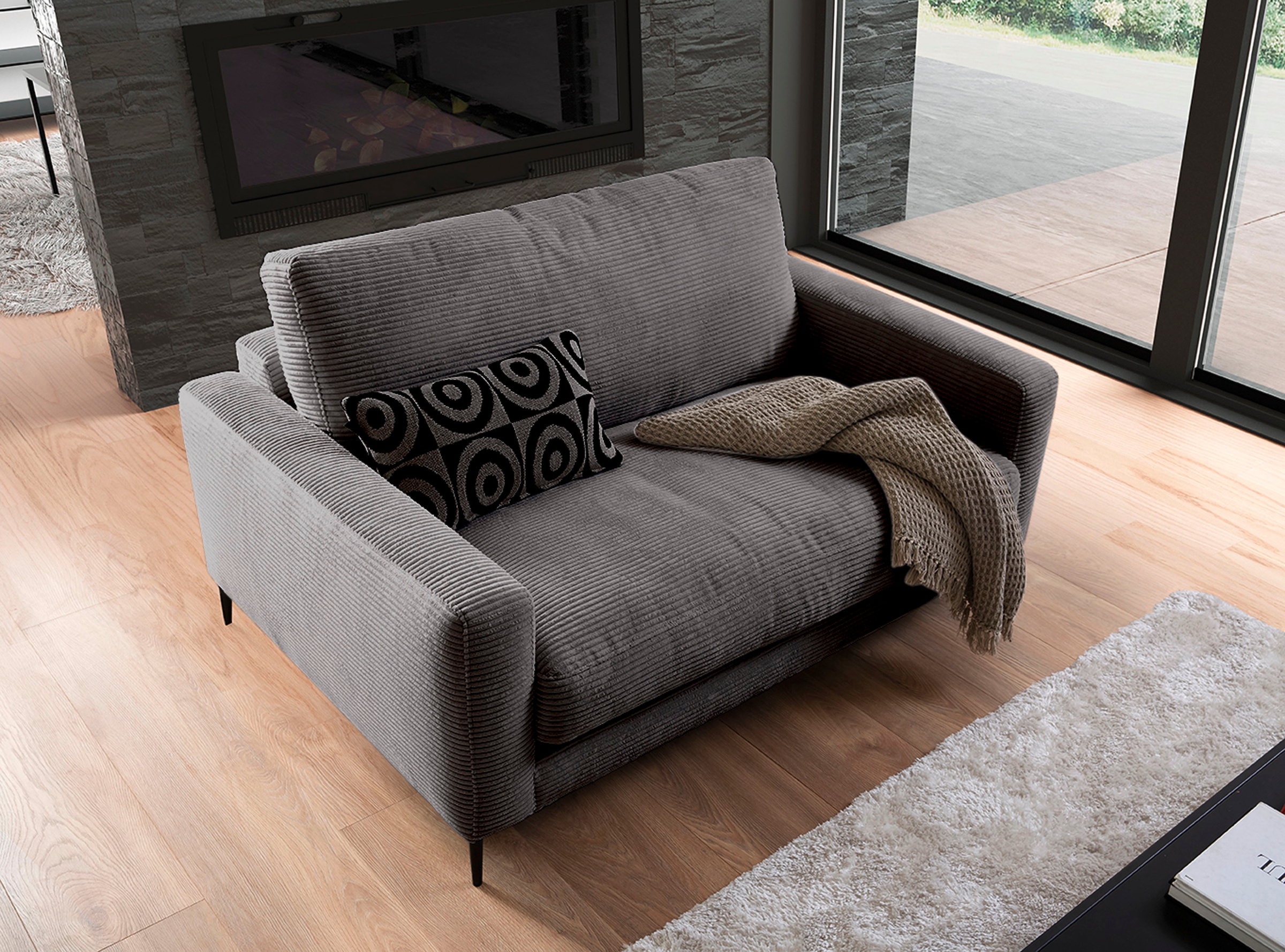 INOSIGN 1,5-Sitzer »Downtown B/T/H: 152/105/84 cm«, weicher Sitzkomfort, Cord, gemütliches Loungemöbel zum Relaxen