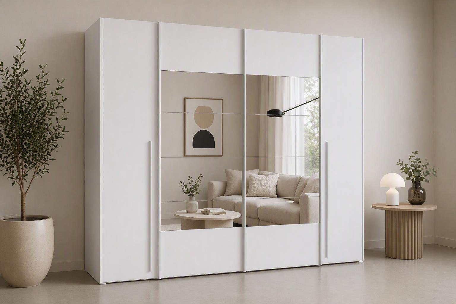 FORTE Kleiderschrank »Narago, Kombischrank mit Spiegel« B/H/T ca. 270/210/61cm,  Schwebetüren in Kombination mit Drehtüren, Made in Europe