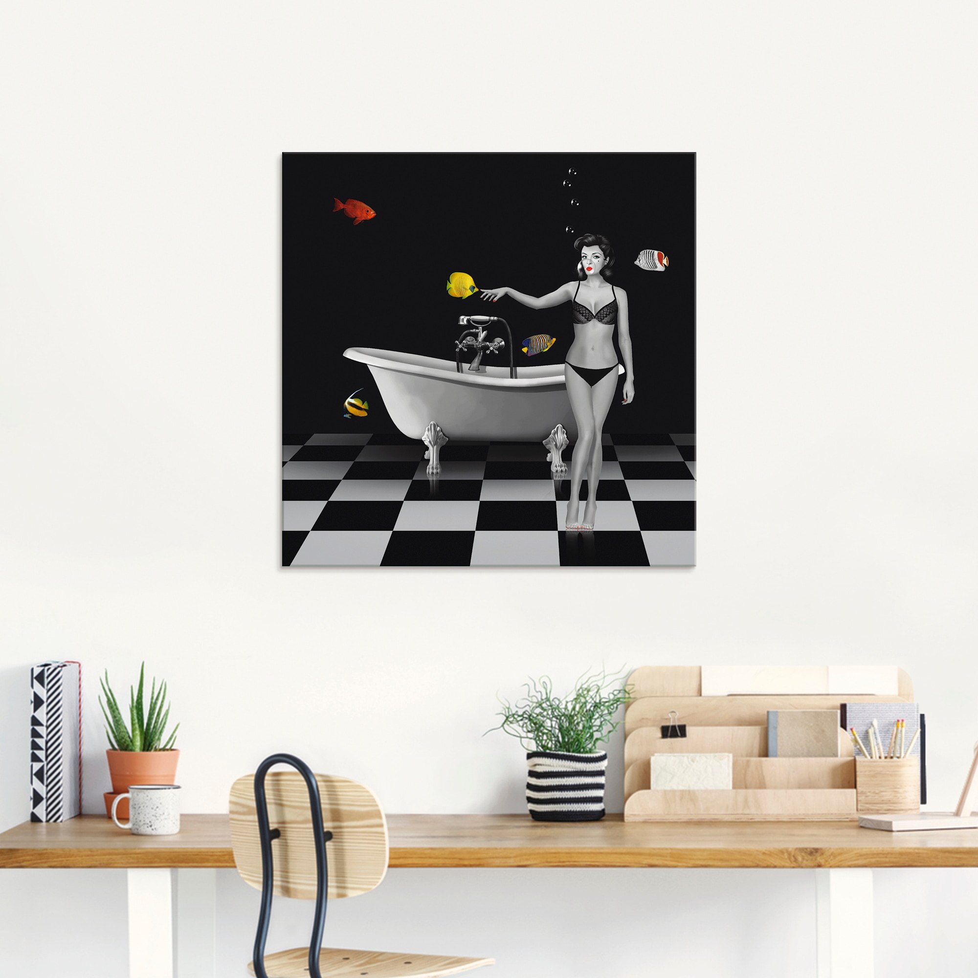 Artland Glasbild »Ein Badezimmer für Fische«, Frau, (1 St.), in verschiedenen Größen
