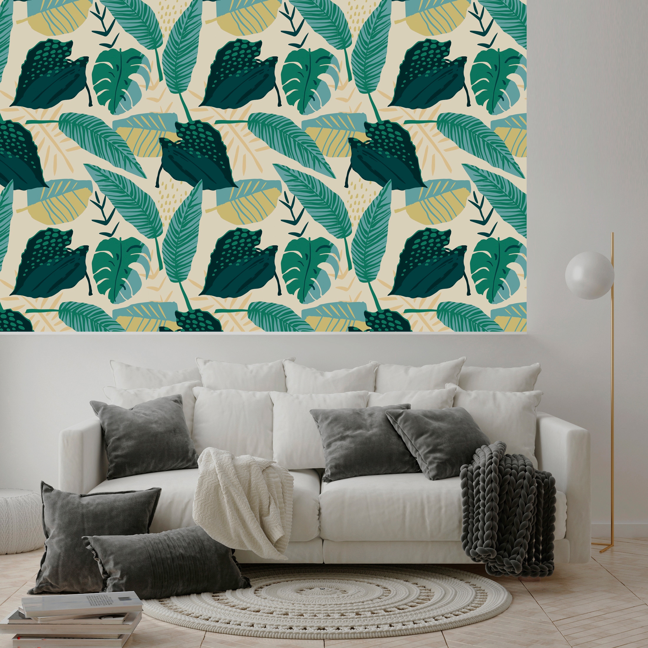 queence Vinyltapete »Ornella«, bedruckt-Motiv-botanisch-floral-gemustert-natürlich, 90x250cm, selbstklebend, kinderleichte Anbringung, Sticker