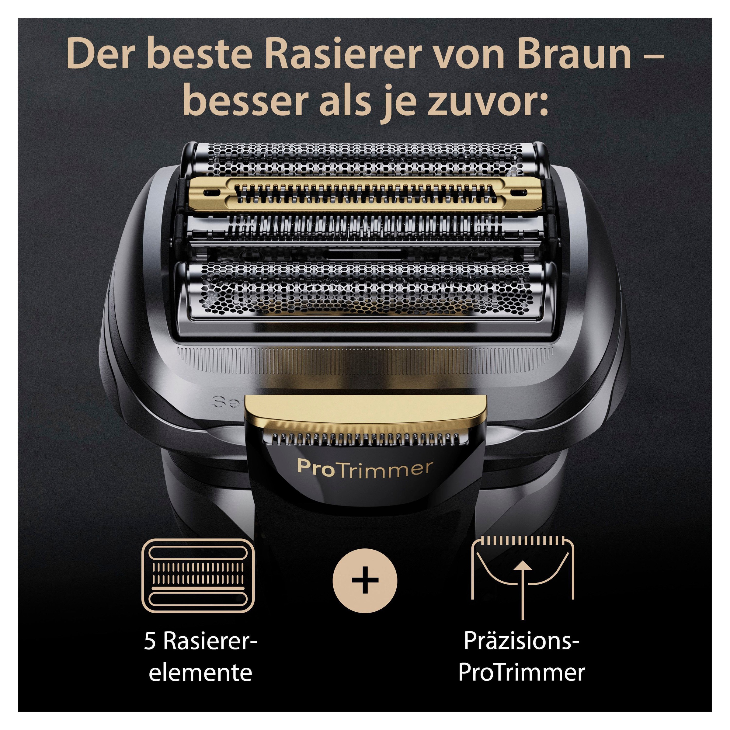 Jahren Braun Elektrorasierer Precision Pro+ »Series XXL Reinigungsstation, 9 9565cc«, mit 3 ProTrimmer Garantie