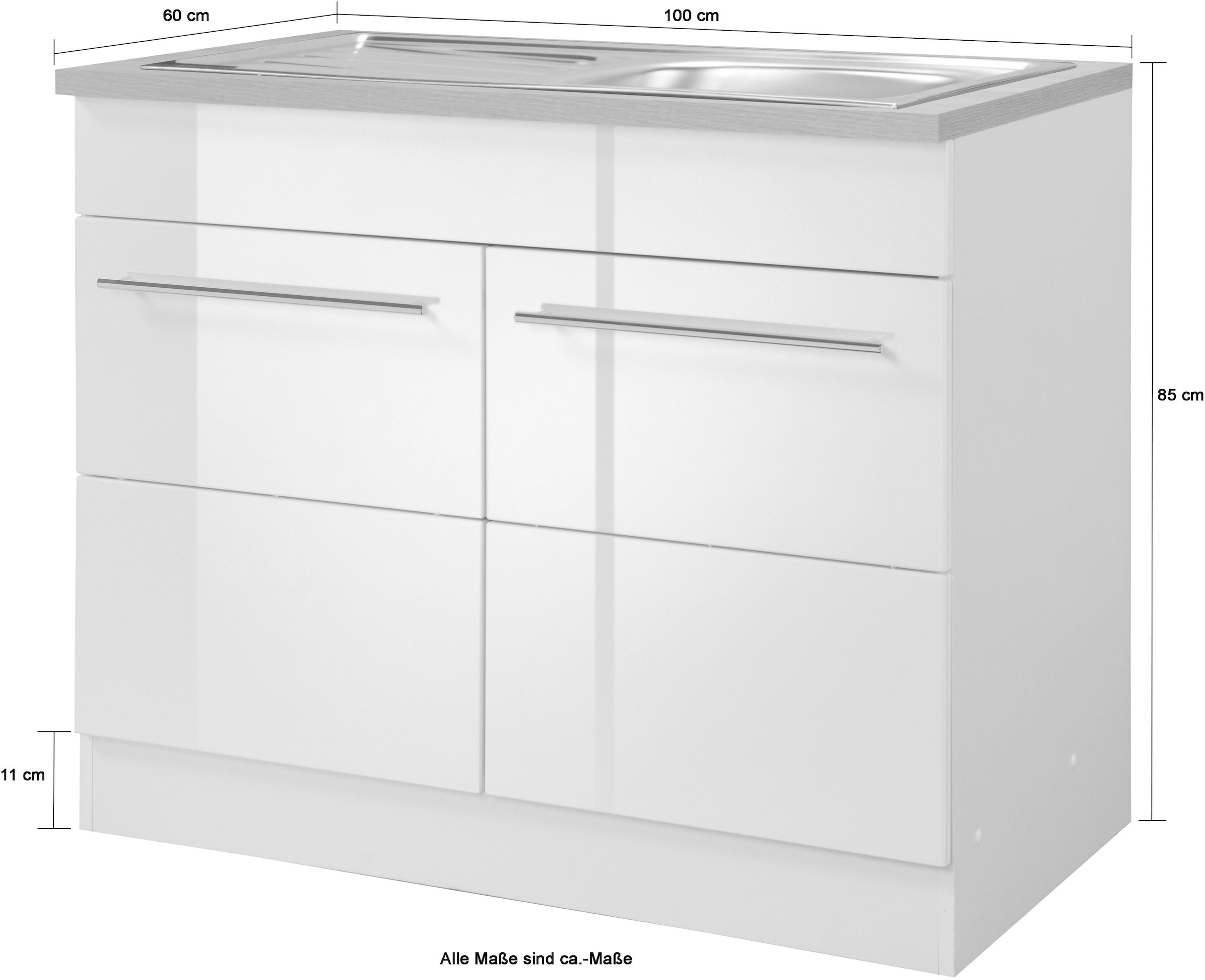 HELD MÖBEL Spülenschrank »Wien«, Breite 100 cm, inkl. Einbauspüle