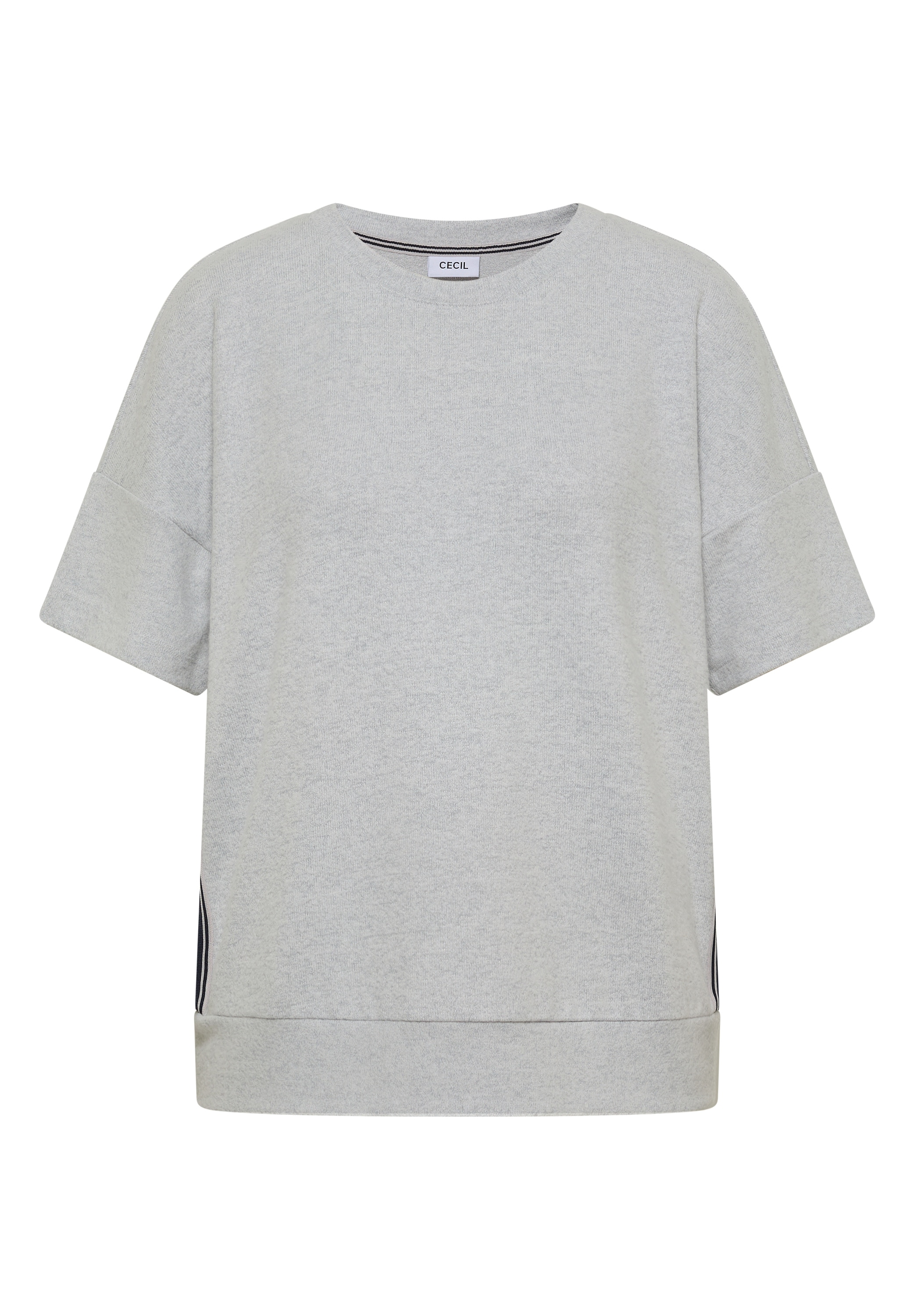 Cecil T-Shirt Sommmershirt -meliert -mit Rundhals und Tape-Details seitlich