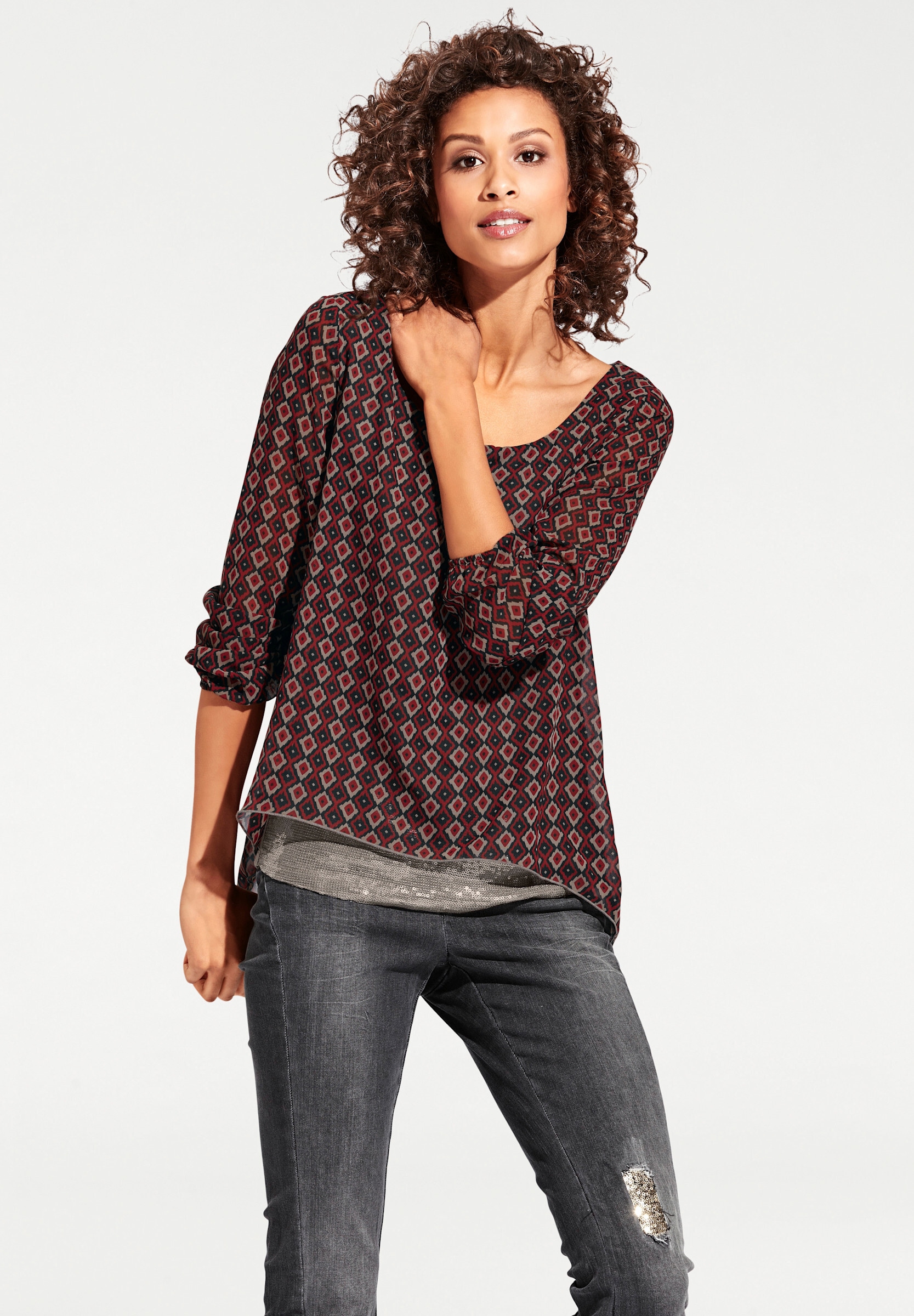 heine Klassische Bluse »Druck-Tunika Blusenshirt in 2-in-1-Optik«
