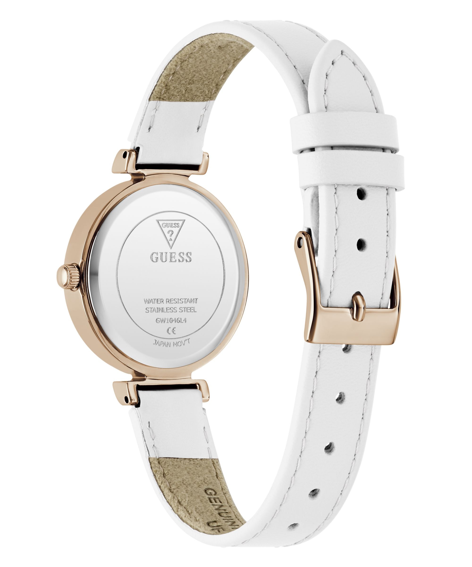 Guess Quarzuhr »ARRAY« Armbanduhr, Damenuhr, Lederarmband, analog