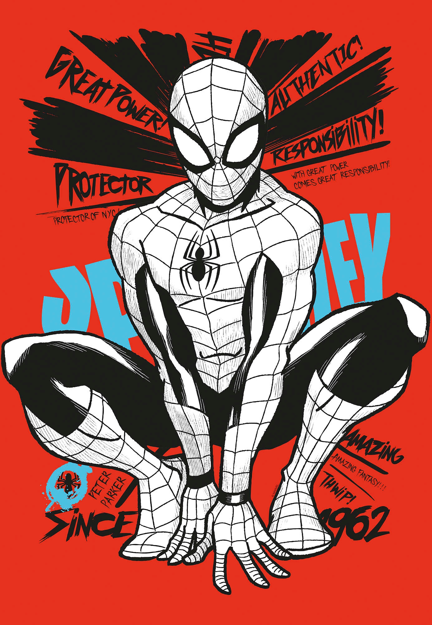 Komar Leinwandbild »Spider-Man Protector of NYC - Größe 40 x 60 cm«, Disney, (1 St., 40 x 60 cm (Breite x Höhe), Keilrahmenbild mit Echtholzrahmen, Kinderzimmer