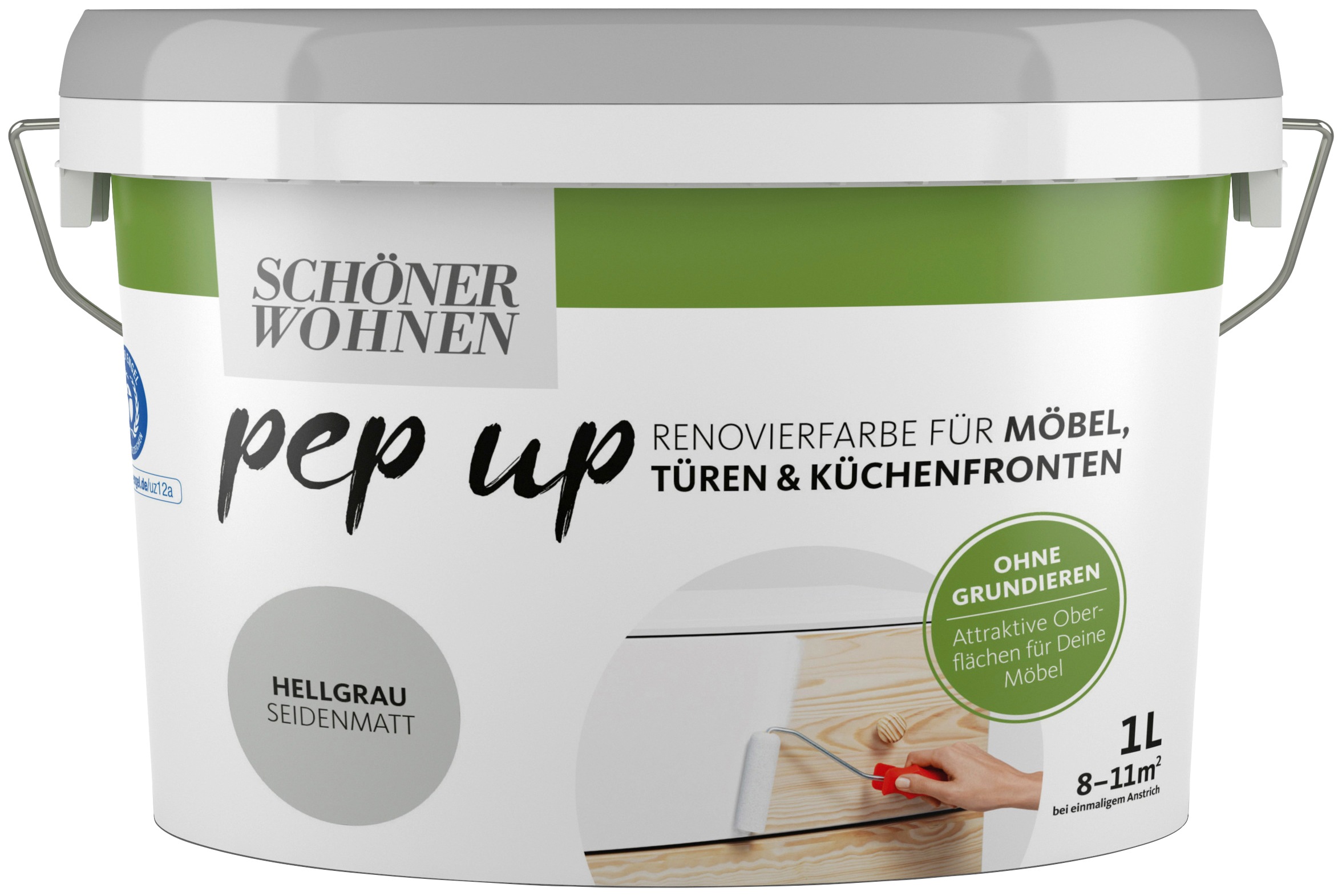 SCHÖNER WOHNEN FARBE Lack »pep up - hellgrau«, 1 Liter, hellgrau, Renovierfarbe für Möbel, Türen & Küchenfronten