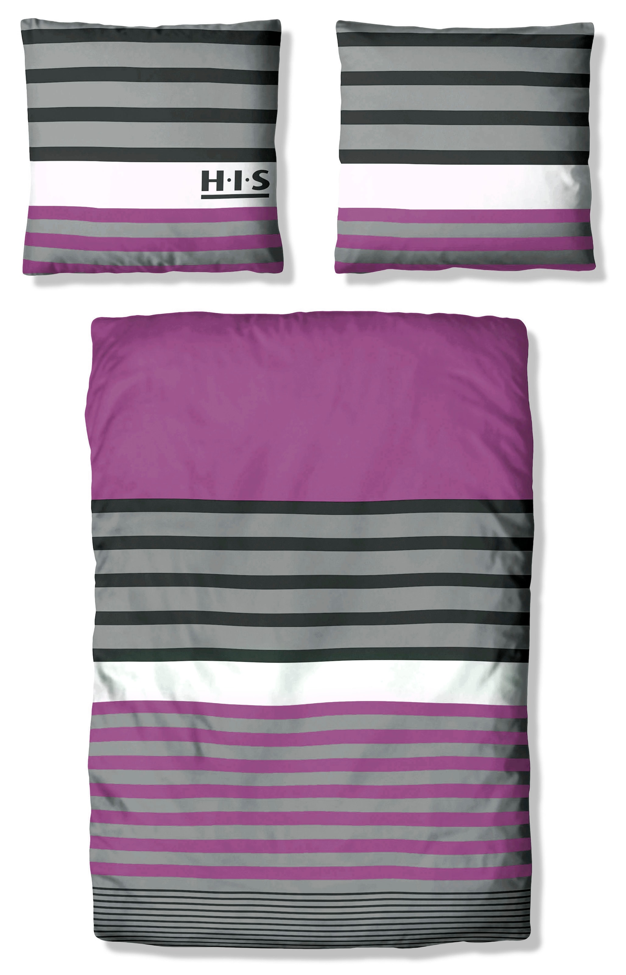 H.I.S Bettwäsche »Majoran«, im Streifen Design, 100% Baumwolle, Bettwäsche in Größe 135x200, 155x220 und 200x200 cm, Bettwäsche-Set in Linon oder Biber-Qualität. Mit Knöpfen