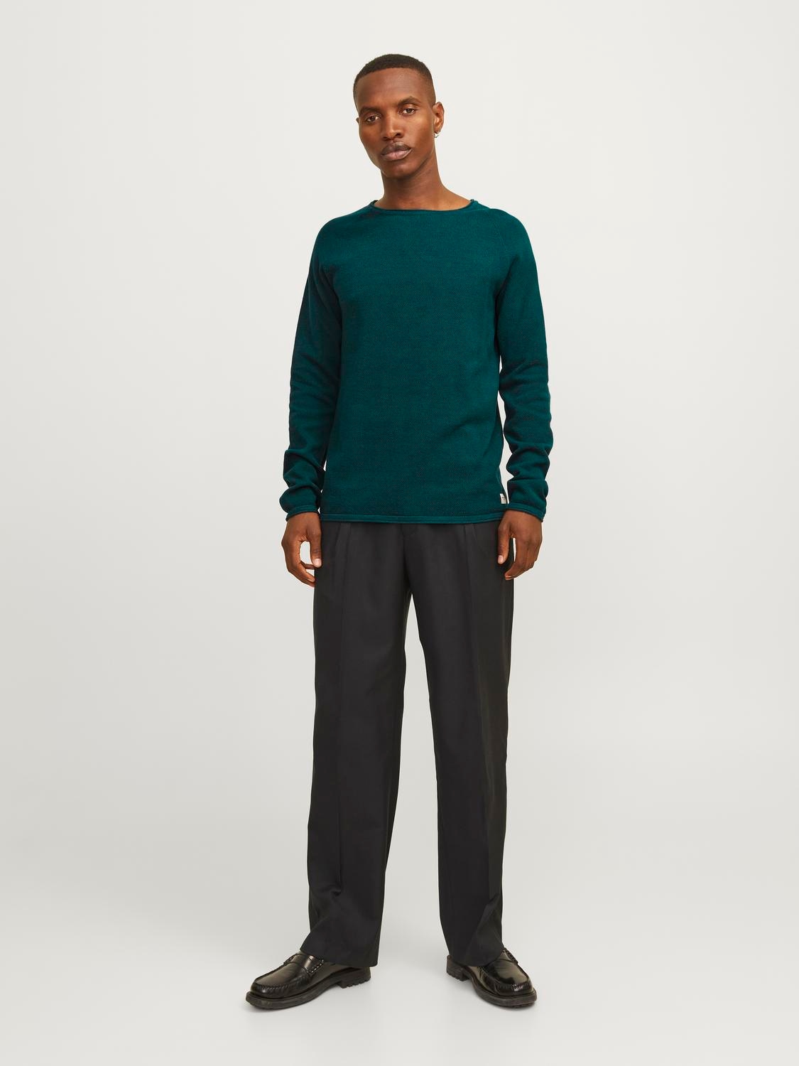 Jack & Jones Rundhalspullover »JJEHILL KNIT CREW NECK NOOS«, aus Strukturstrick