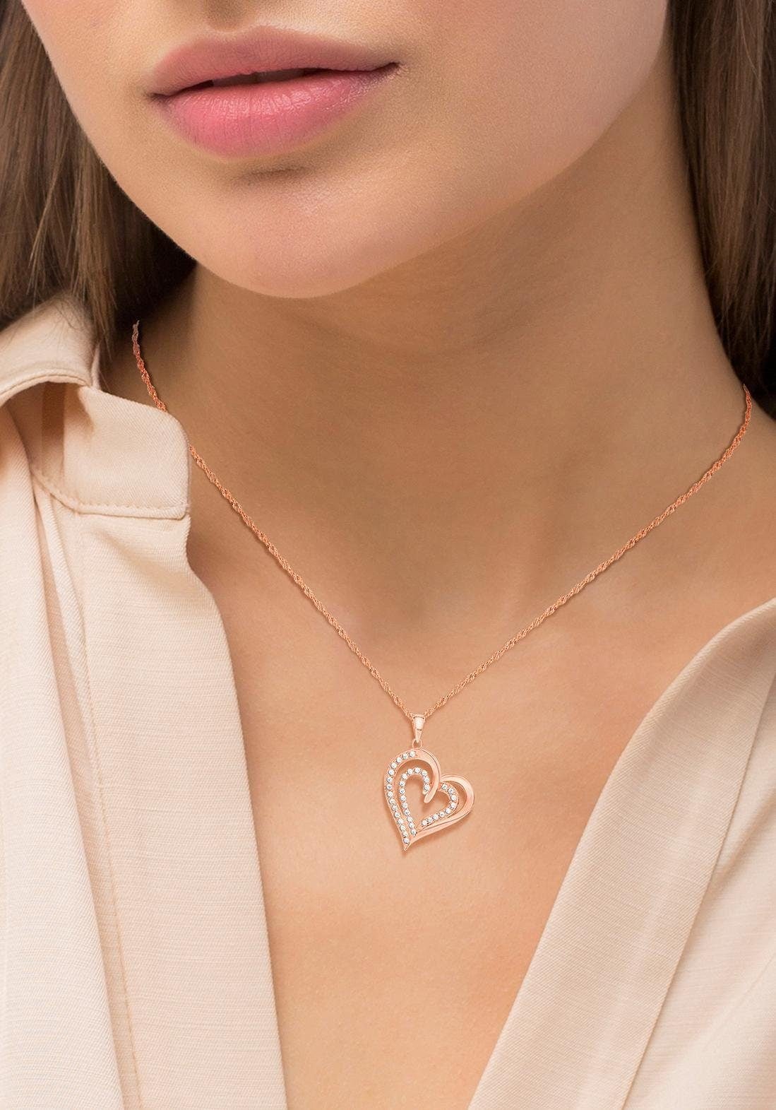 Amor Kette mit Anhänger »Herz« mit Zirkonia (synth.)