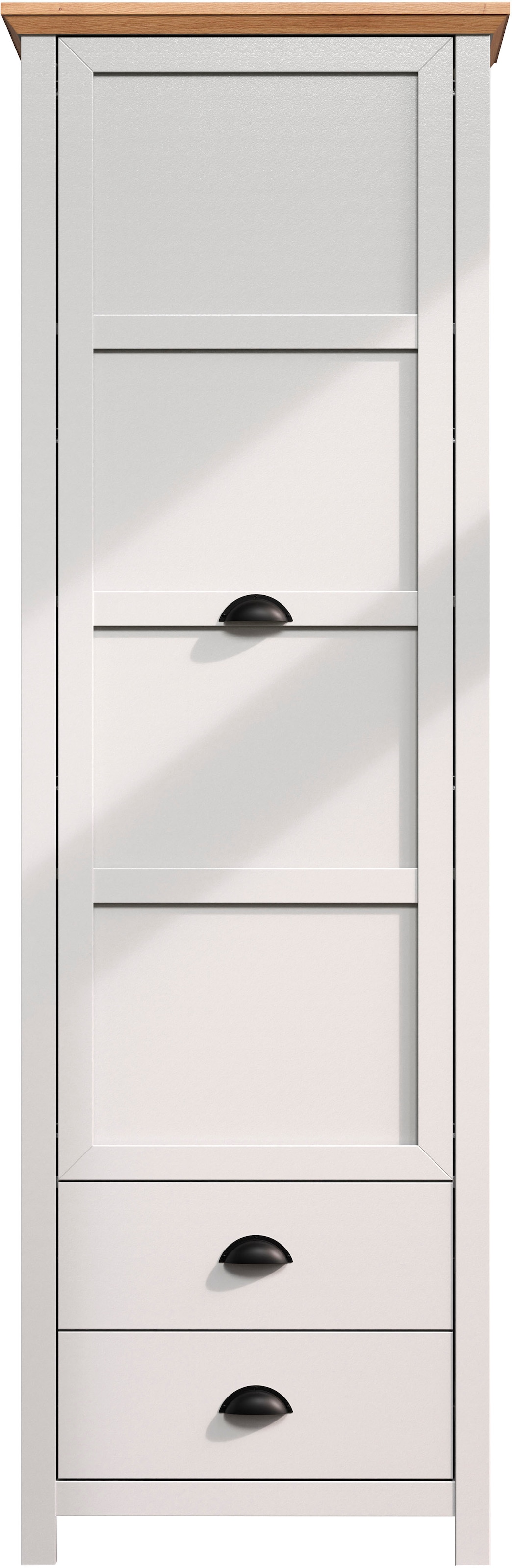 Home affaire Garderobenschrank »Herzwill« Kleiderschrank, grau, Eiche, Kleiderstange, B/H/T ca.: 65/201/41 cm