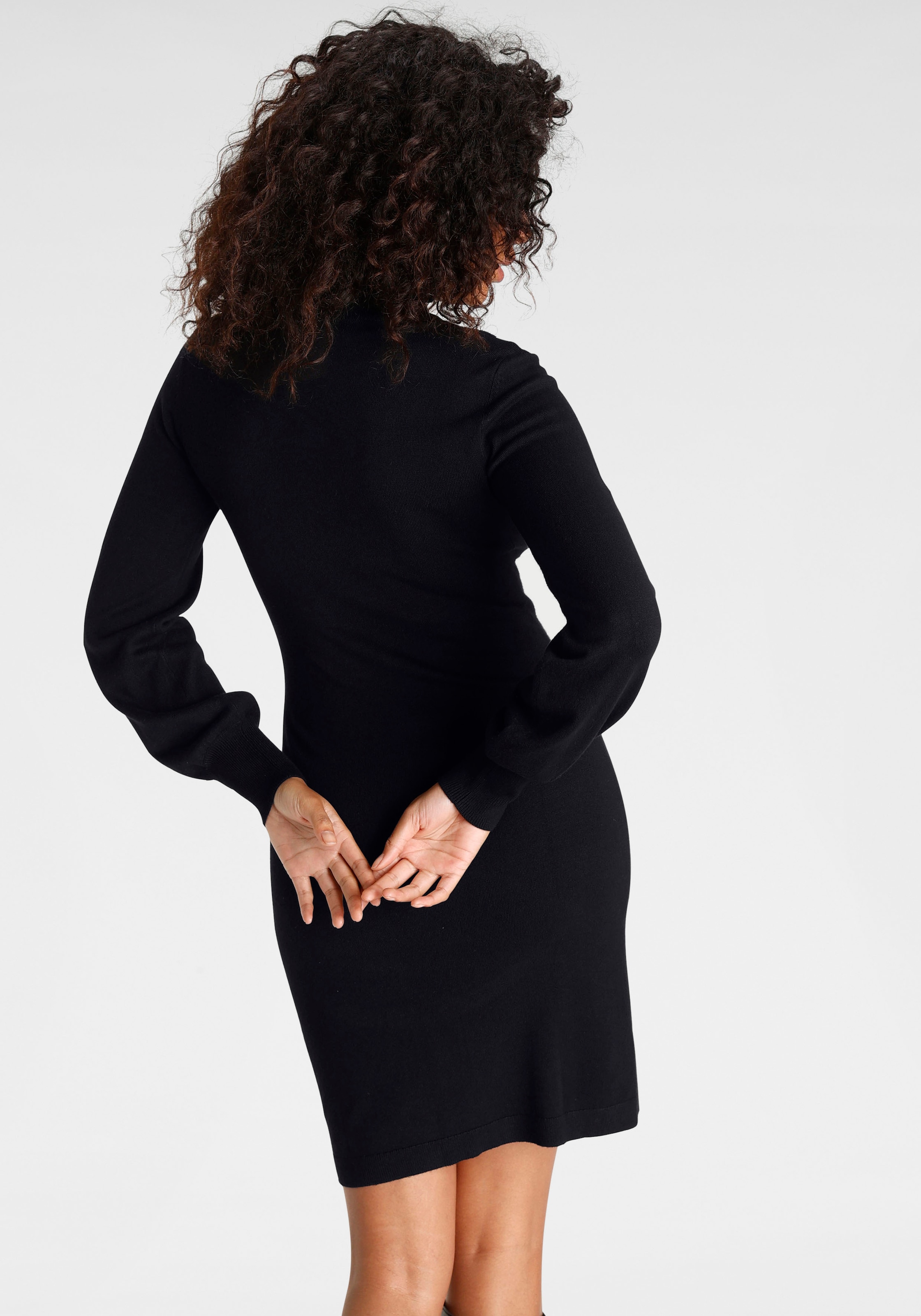 Laura Scott Strickkleid mit Troyer Kragen in Mini Form